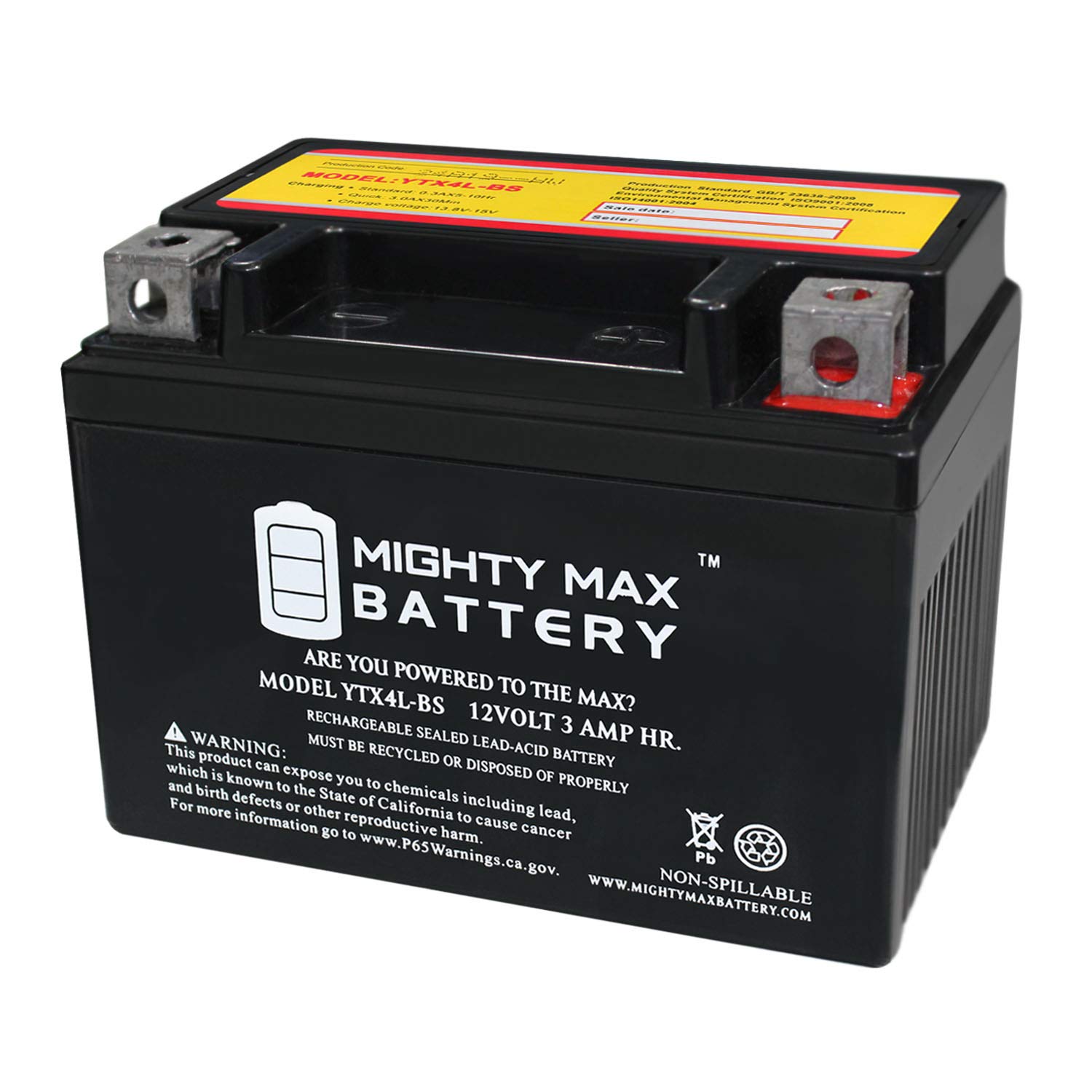 Mighty Max YTX4L-BS Replacement Battery for All DRR ATV Models & Years - High Performance Power Solution for Off-Road Adventures & Outdoor Riding