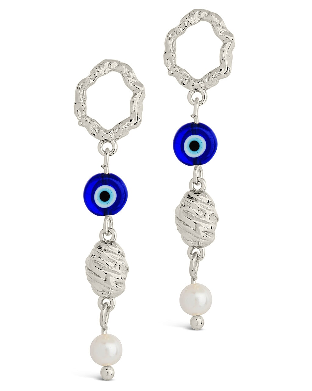 Sibyl Pearl & Evil Eye Drop Stud Earrings for Women – Dainty Boho Jewelry for Protection & Style – Perfect for Parties, Weddings & Everyday Wear