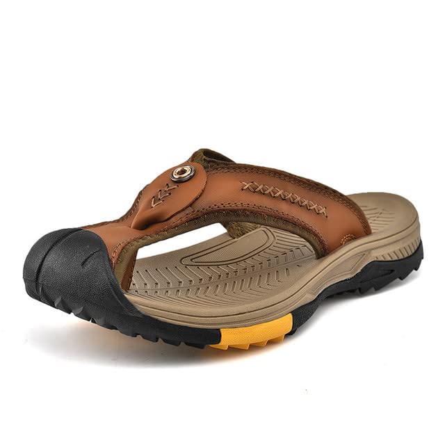 Recyphi Men's Closed Toe Flip Flops - Summer Beach Sandals with Protective Toe for Outdoor Walking, Hiking & Casual Wear - Lightweight Comfortable Slippers for Pool, Garden & Vacation