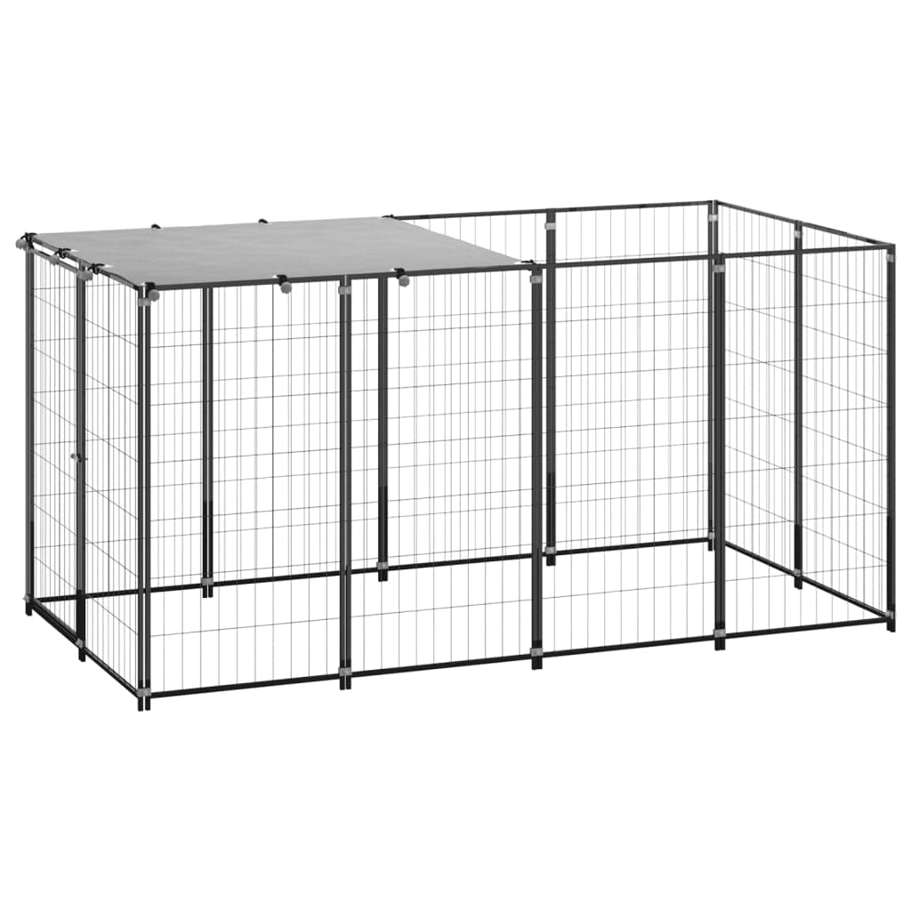 HOMIUSE 11x4x4 Ft Dog Crate & Kennel for Large, Medium, Small Dogs & Puppies - Heavy Duty Pet Cage for Indoor & Outdoor Use - Silver (Perfect for Home, Travel, Training & Vet Visits)