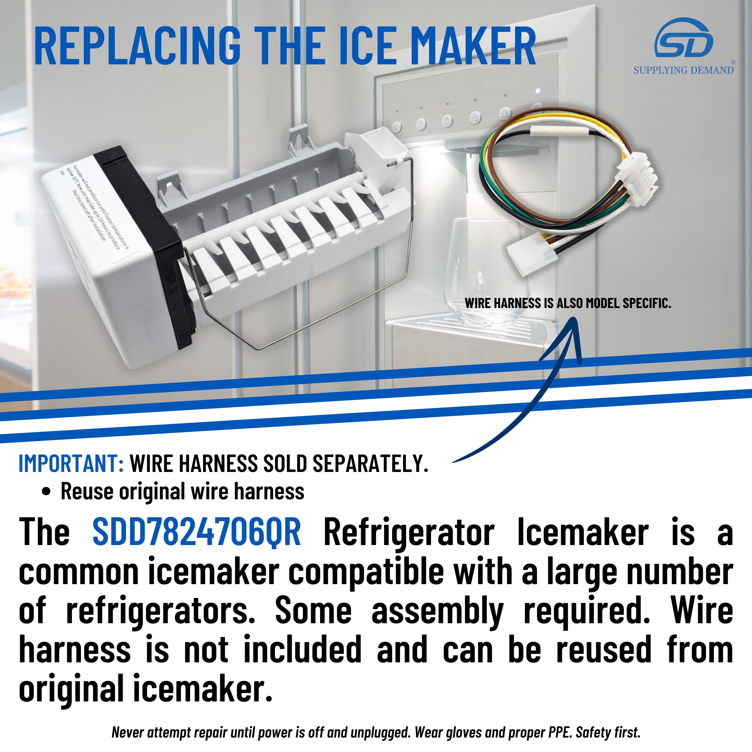 D7824706Q 10549201 10563707 Refrigerator Ice Maker Replacement - Compatible with Specific Models (Not Universal) - Perfect for Kitchen Appliance Repair & Home Maintenance