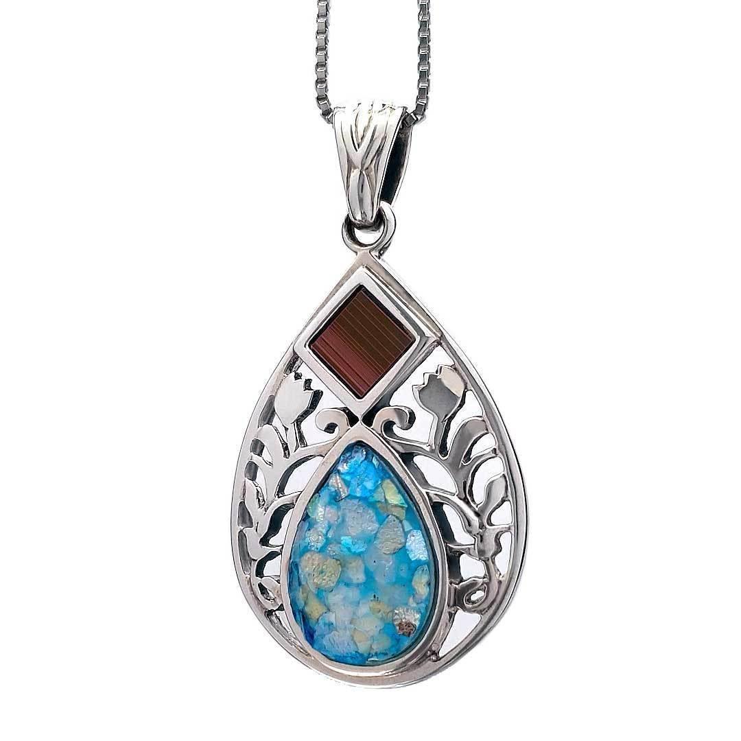 925 Sterling Silver Nano Bible Necklace Pendant with Authentic Roman Glass Drop - Perfect for Religious Gifts, Daily Wear & Special Occasions