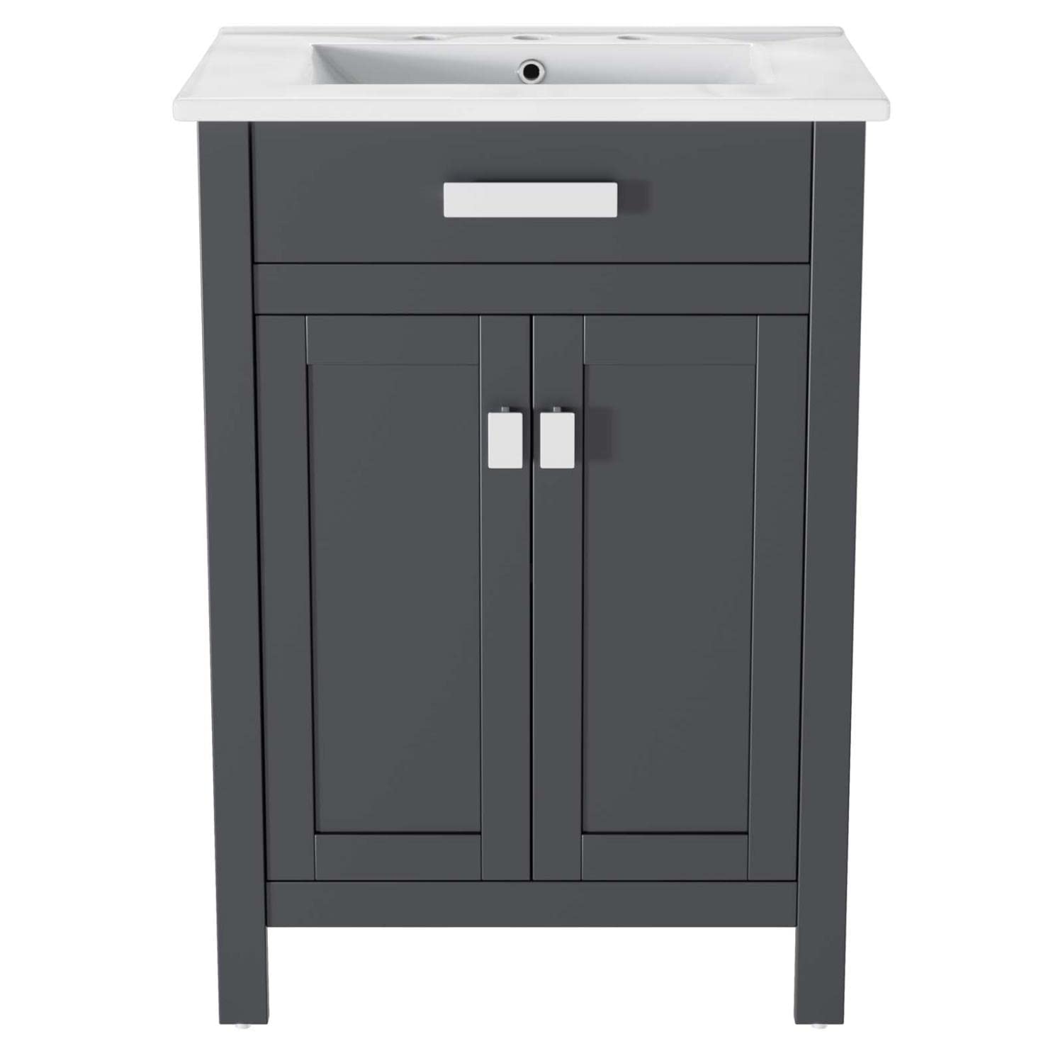 Modway Laguna 24 Inch Gray White Bathroom Vanity with Sink - Modern Bathroom Furniture for Small Spaces, Apartments & Powder Rooms