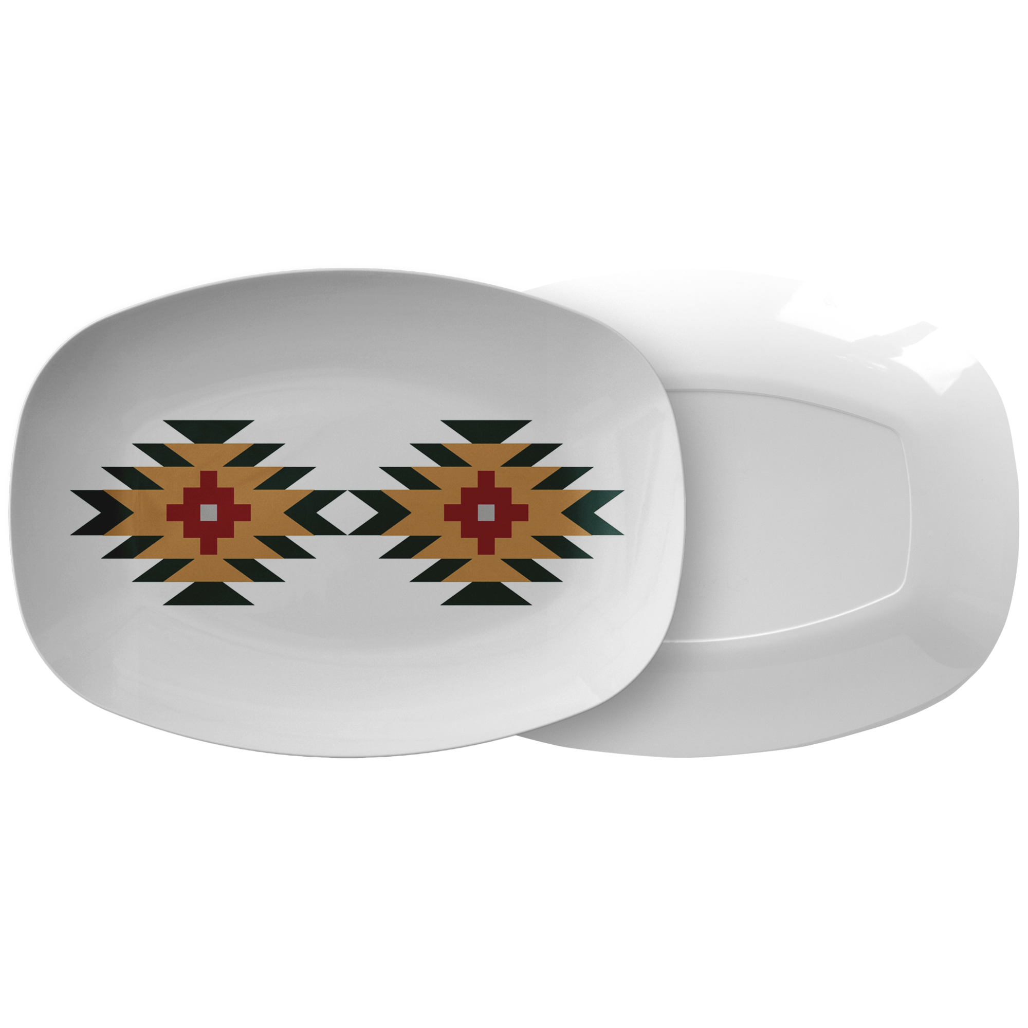 Aztec Motif Serving Platter - Durable Plastic Tray for Parties, Picnics & Home Decor - Perfect for Appetizers, Snacks & Charcuterie Boards