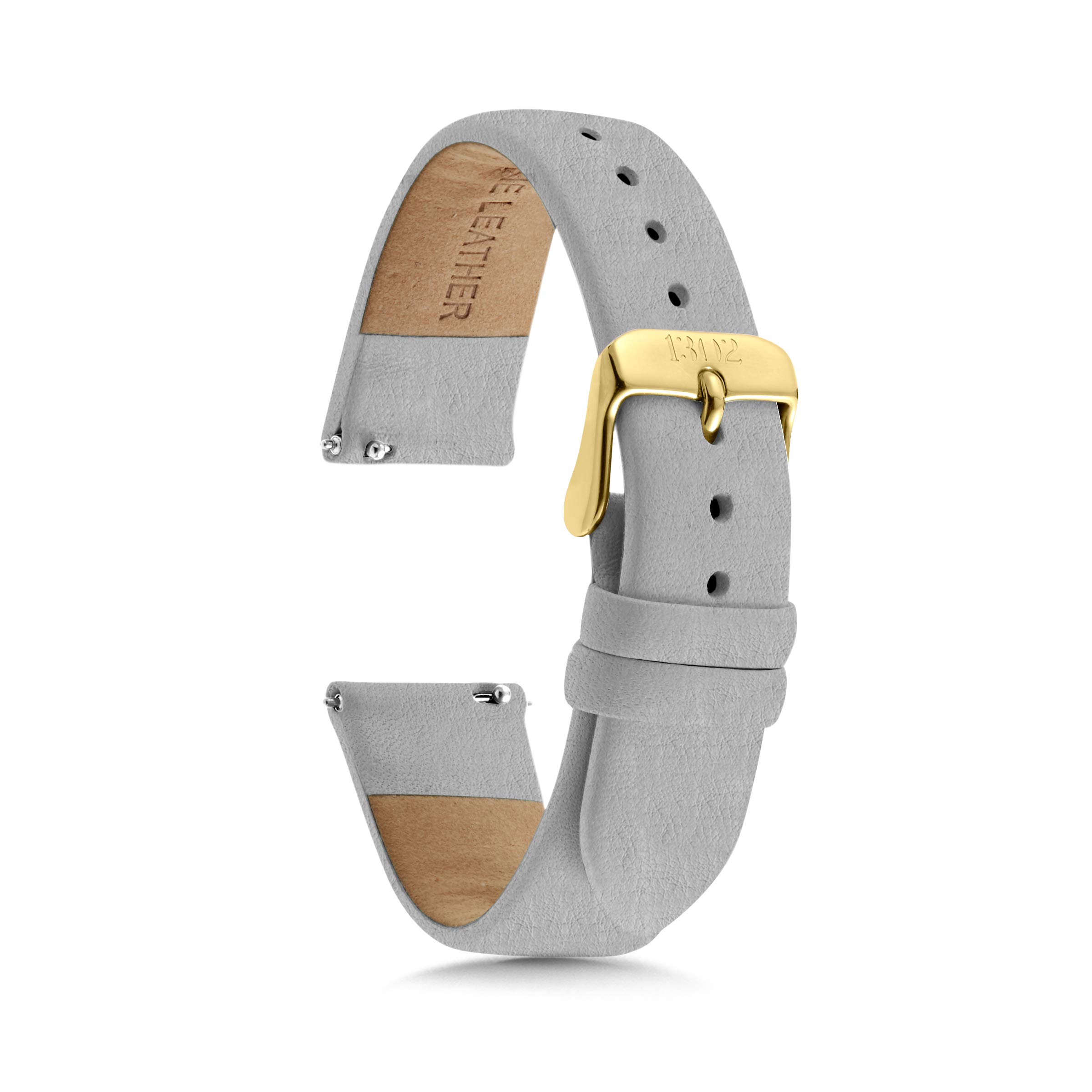 Black Leather Watch Band 18mm 20mm 22mm Quick Release - for Men & Women