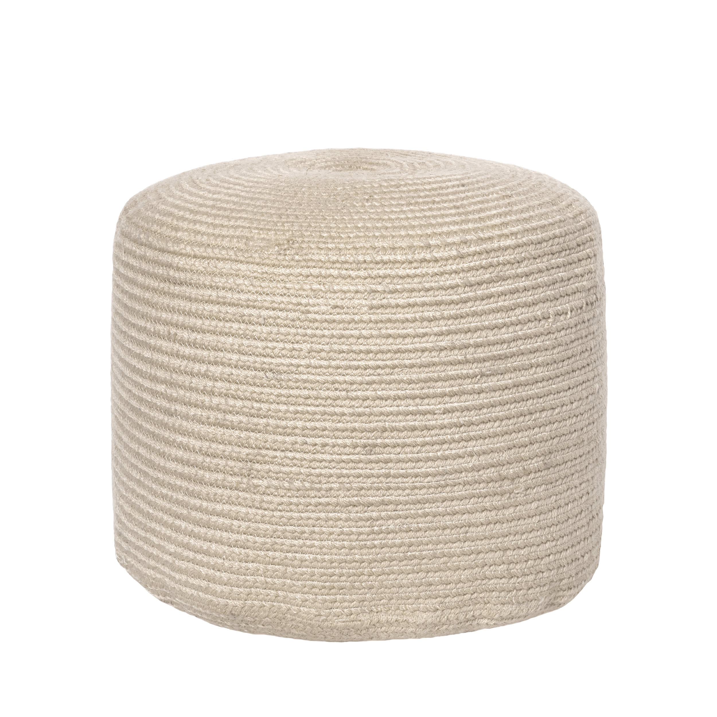 Braided Rope Indoor Outdoor Pouf Ottoman - Beige Boho Style Floor Seating for Living Room, Patio, or Bedroom