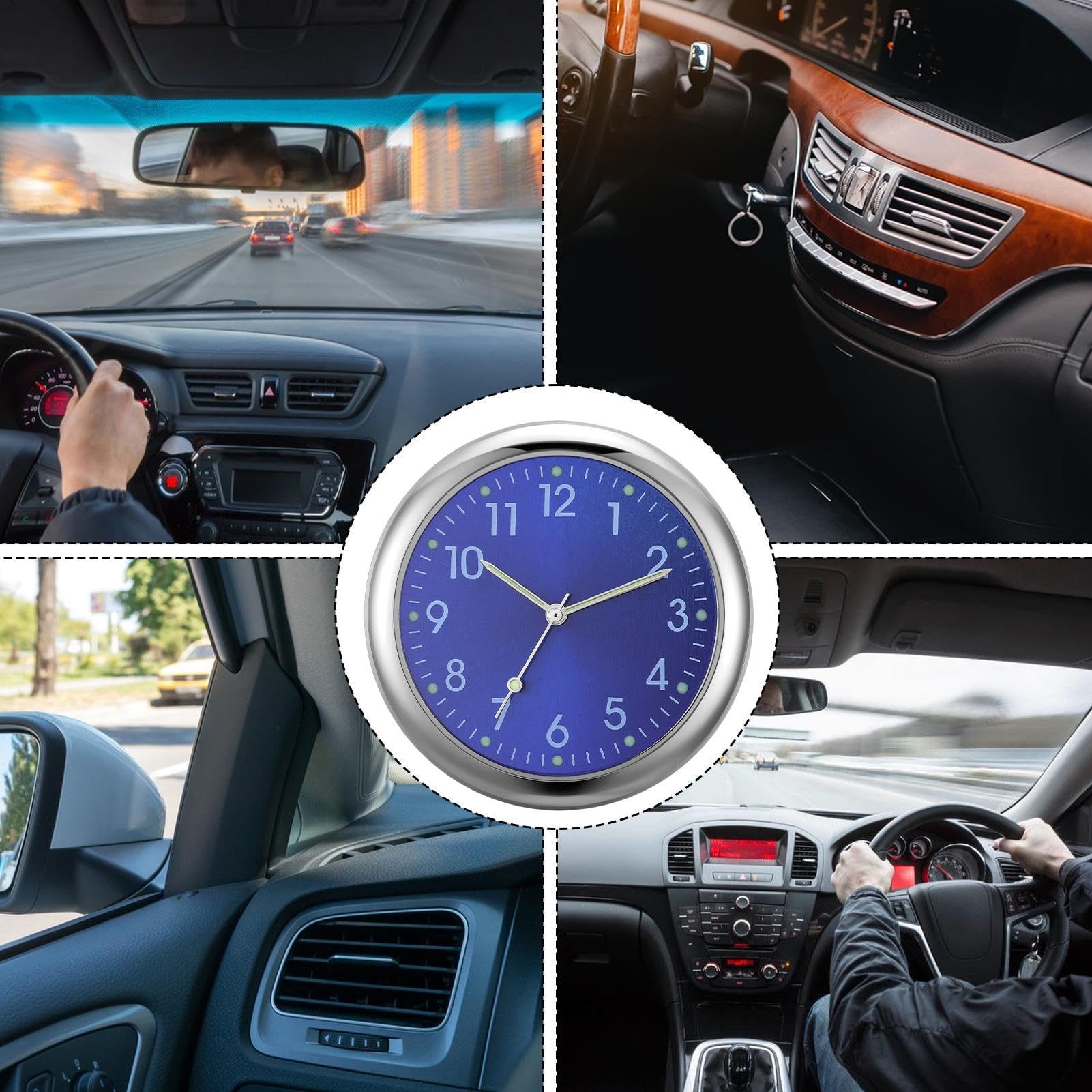 Car Dashboard Clock - Analog Stick-On Clock with Glowing Display | Small Automotive Replacement Clock for Cars, Trucks & SUVs | Perfect for Night Driving & Easy Installation