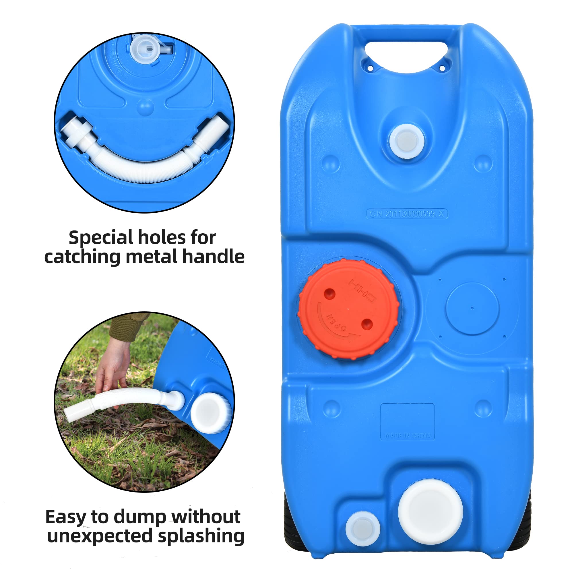 YITAHOME 10.6 Gallon Large Capacity Portable Water Storage Tank with Metal Handle - Odor-Free Camper Water Container with Wheels, Filling Port, Hose & Faucet - Perfect for RV Camping, Outdoor Adventures & Emergency Water Supply (Blue)