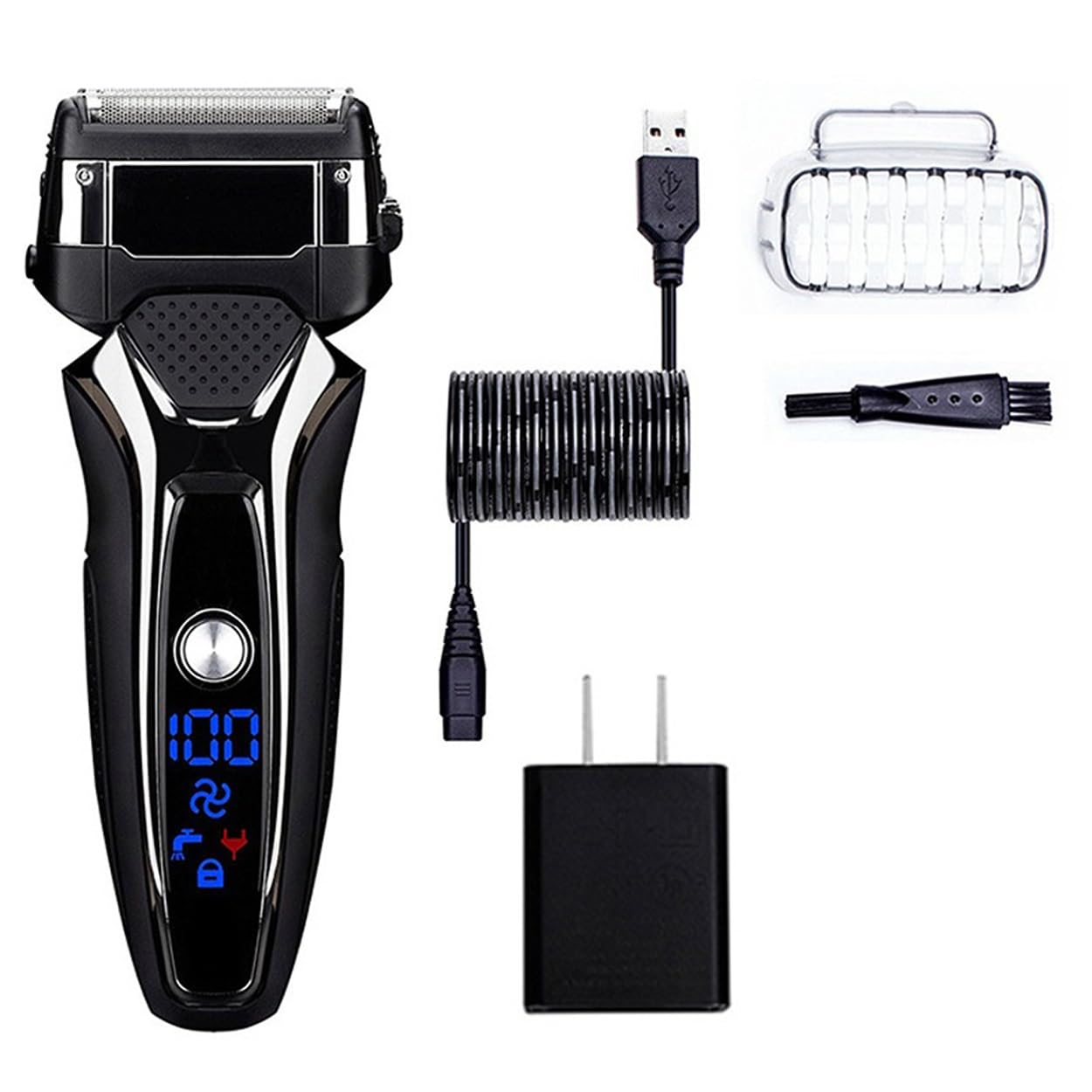 Men's Electric Razor - Wet & Dry Rechargeable Shaver with 3-Blade System for Facial Hair & Beard Trimming | Cordless Stubble Trimmer for Travel & Daily Grooming