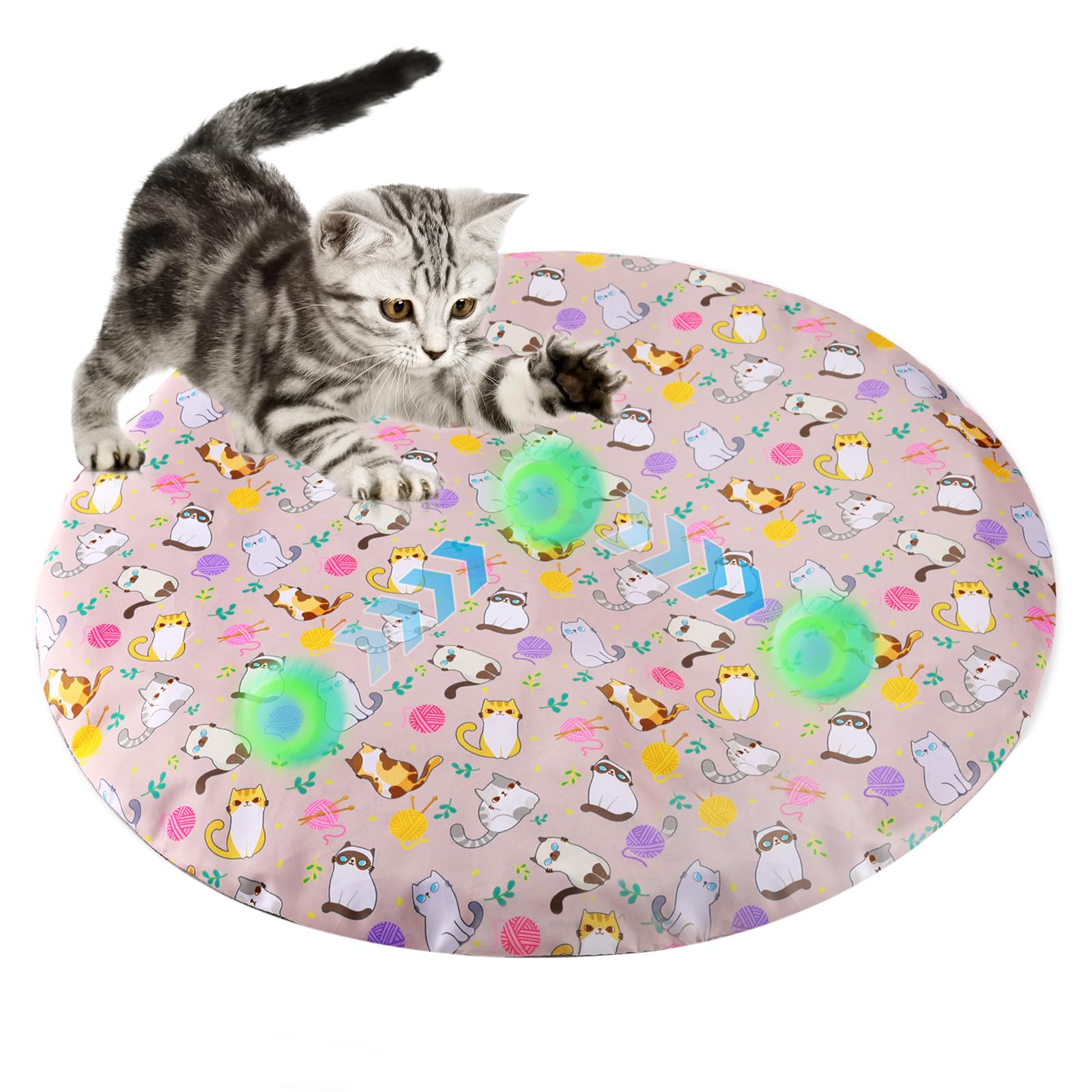 Interactive Electronic Cat Toy - Rechargeable Rolling Ball & Hide and Seek Mat Set for Indoor Kittens | Hunting Game, Exercise & Playtime Fun for Cats