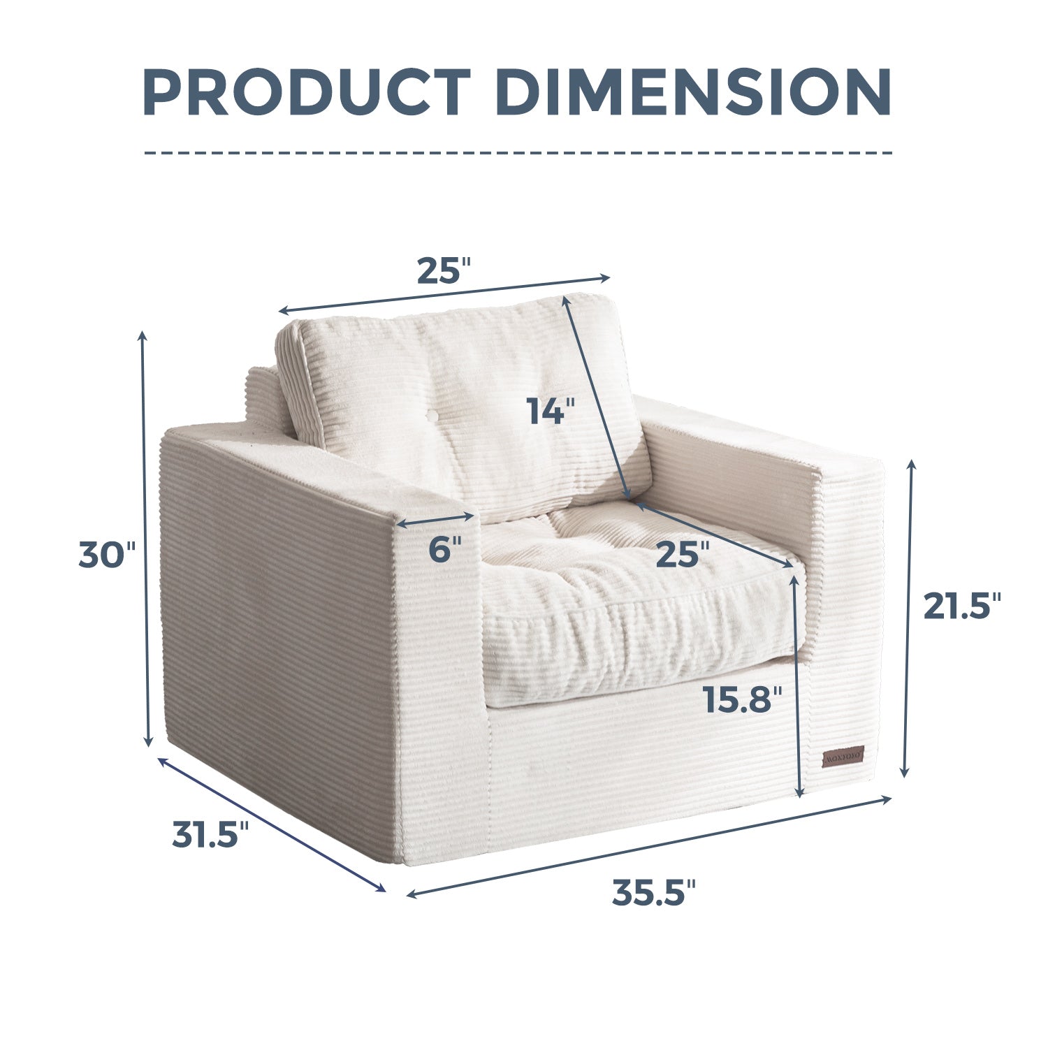 MAXYOYO Bean Bag Sofa Chair - Upholstered Floor Sofa with Armrests for Adults, Beige | Comfortable Lounge Seating for Living Room, Bedroom & Game Room