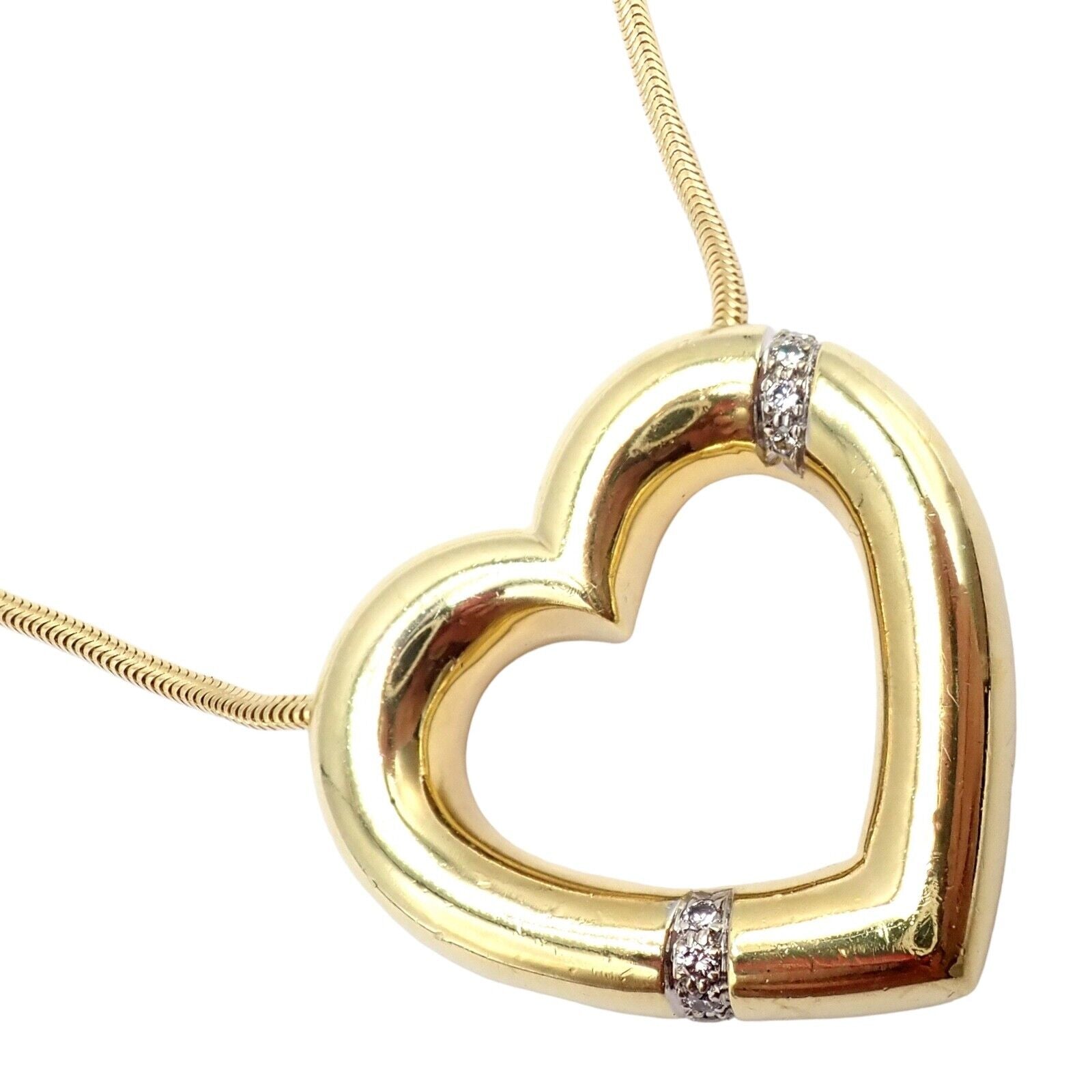 Vintage Tiffany & Co Picasso 18k Yellow Gold Diamond Large Heart Pendant Necklace for Women - Elegant Jewelry Gift for Anniversary, Valentine's Day & Special Occasions