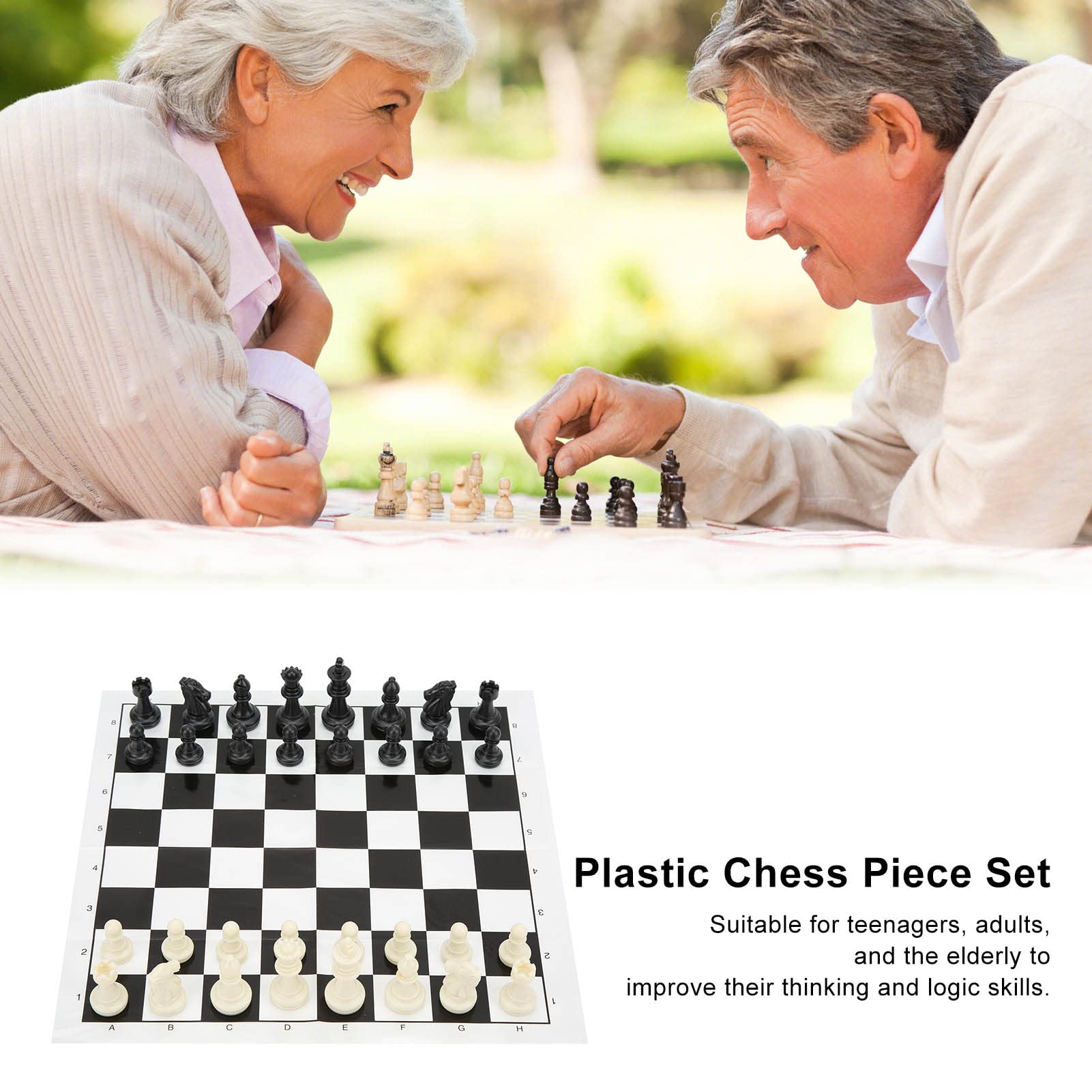 32-Piece Medieval Chess Set - Plastic International Standard Chess Game with Board - Perfect for Home, Office, and Gifts