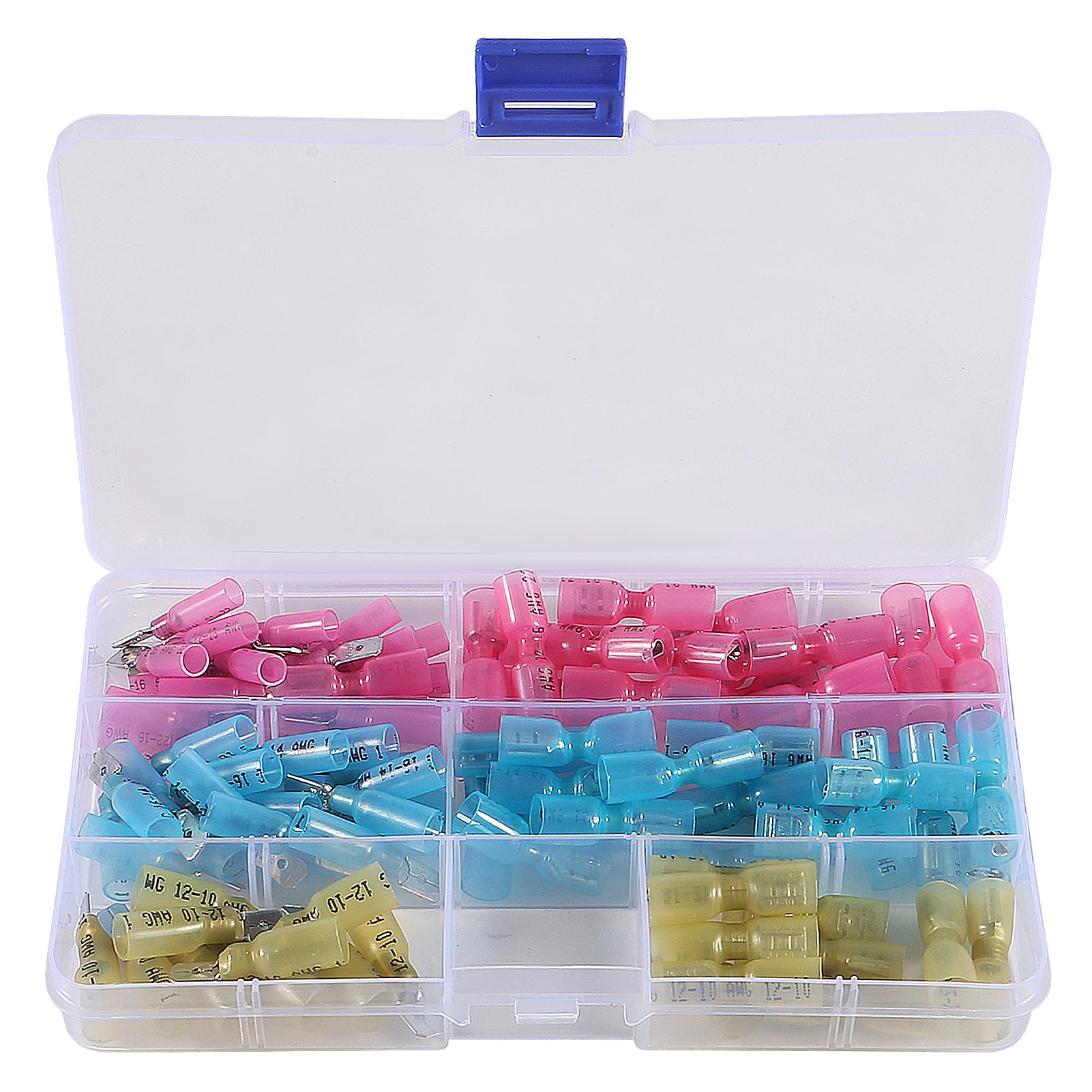100PCS Heat Shrink Spade Connectors 22-10 AWG - Waterproof Insulated Male & Female Quick Disconnect Electrical Terminals Kit for Automotive, Marine, and Home Wiring Projects