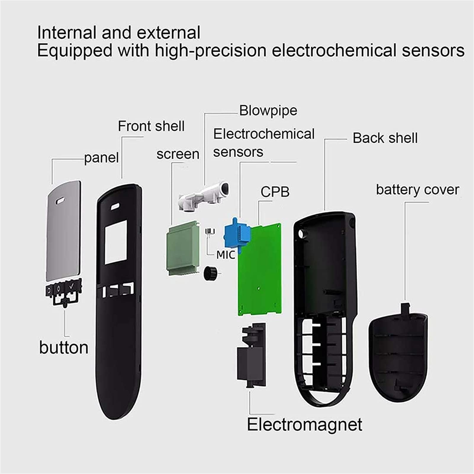 Upgraded Portable Alcohol Tester with LED Display - Digital Breathalyzer with Mouthpieces & Carrying Case for Home, Car, and Party Use - Accurate BAC Level Detection for Personal & Professional Scenarios