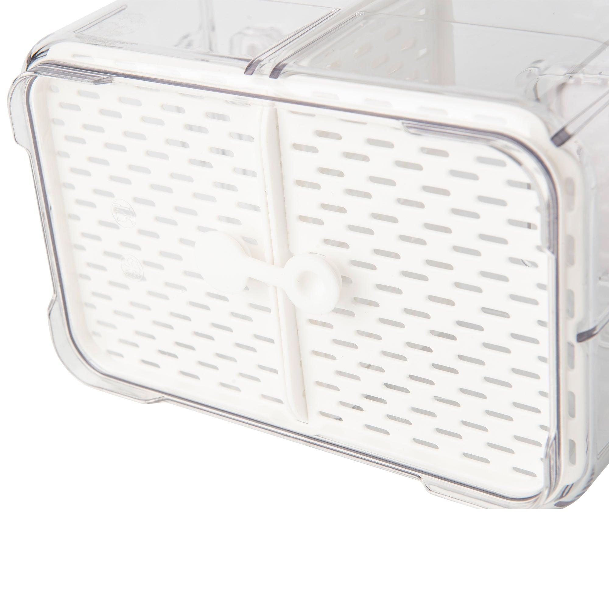 2-Pack Fridge Organizer Bins with Drainage Plug - Stackable Refrigerator Storage Containers for Fruits, Vegetables & Leftovers | Perfect for Kitchen Organization & Meal Prep