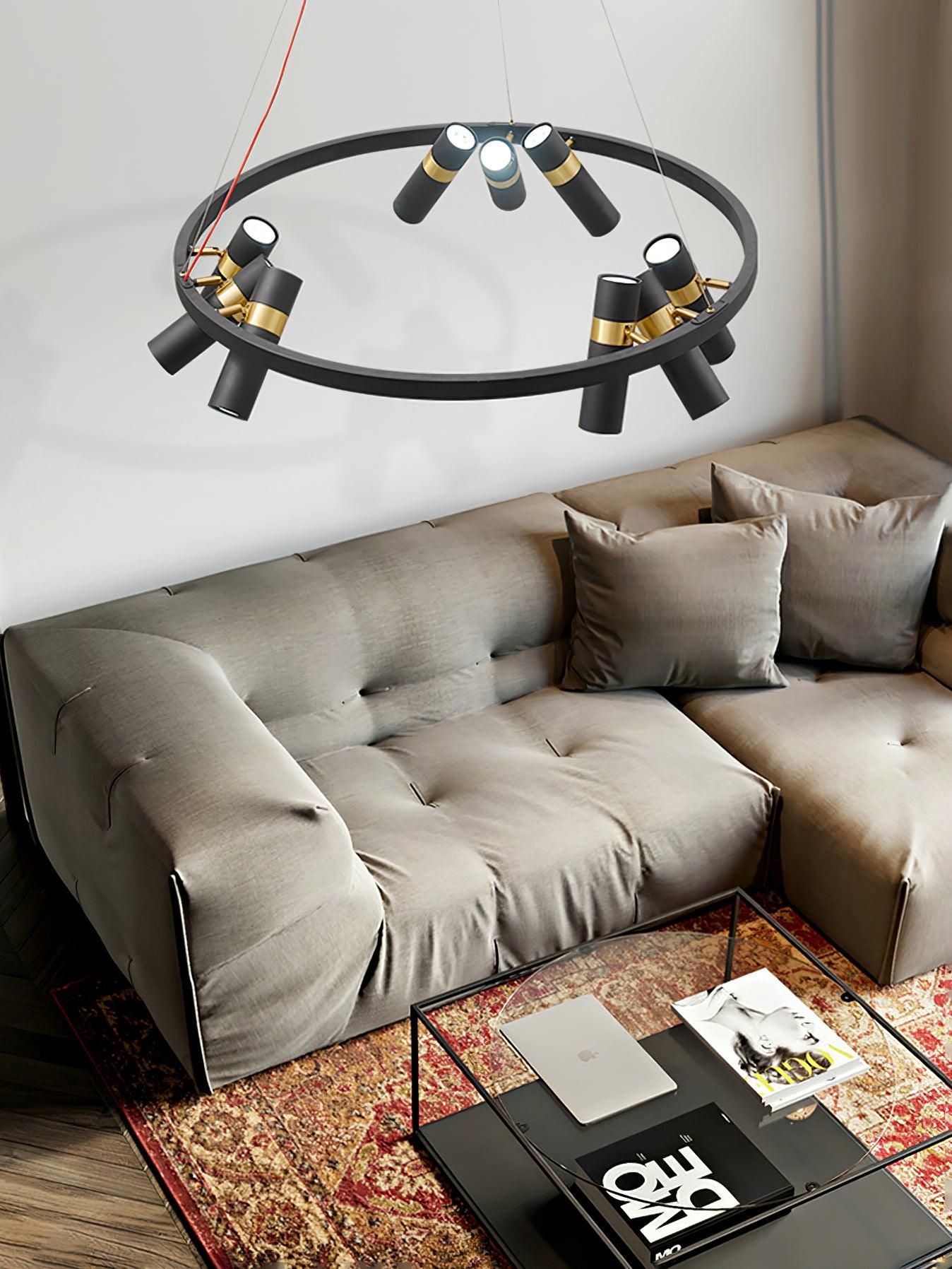 Black Multi Pipe Chandelier - Industrial Style Ceiling Light Fixture for Dining Room, Living Room & Bedroom Decor