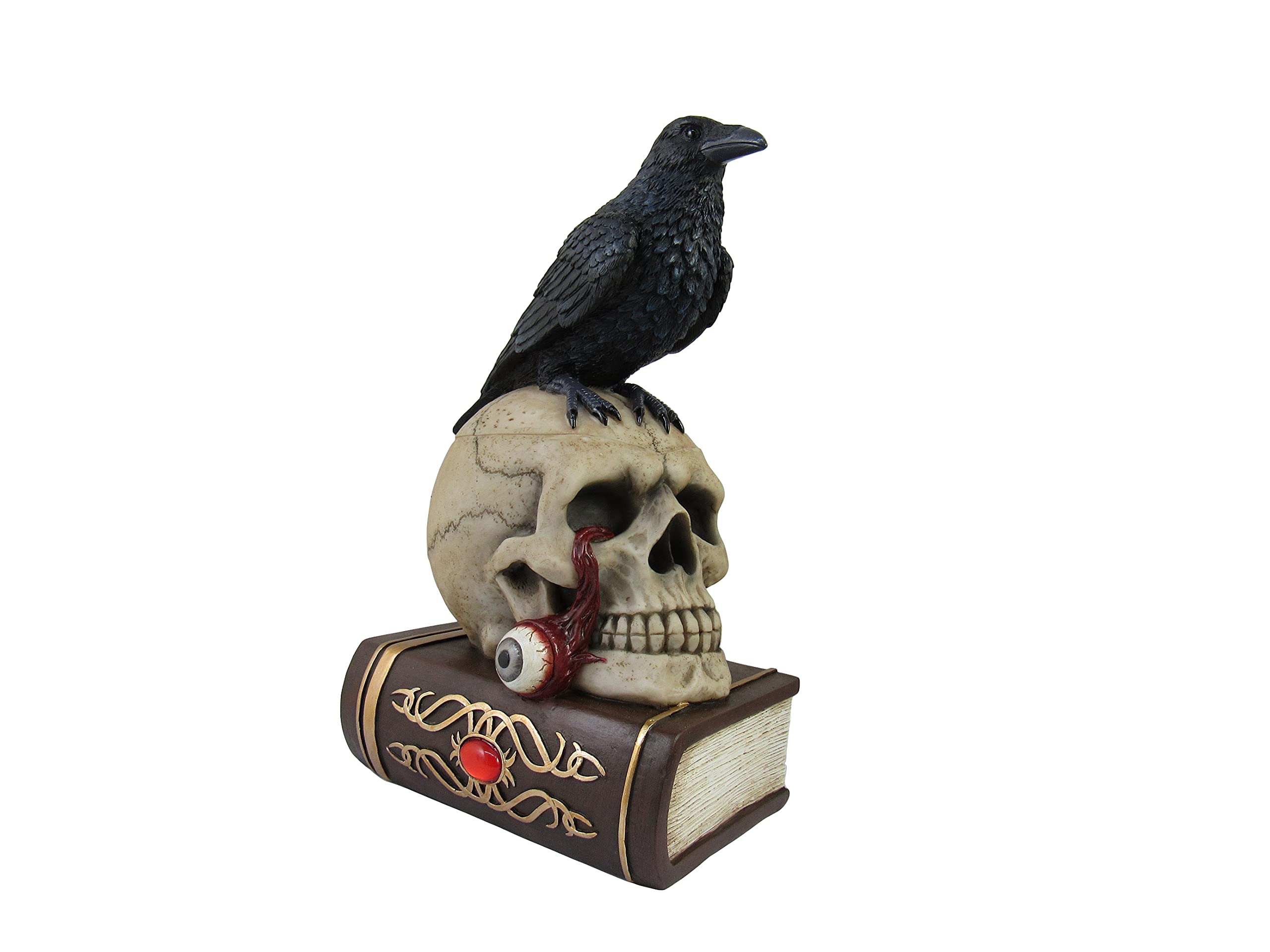 Gothic Skull & Crow Decorative Trinket Box with Lid - Victorian Halloween Jewelry Organizer | 9
