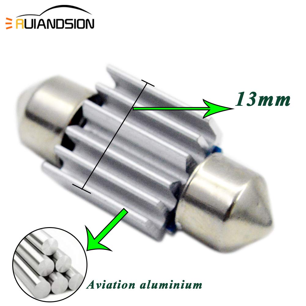 Ruiandsion 2-Pack 31mm CANBUS Error-Free Festoon LED Bulbs - Super Bright White Interior Car Lights with 3SMD Chipsets for Dome, Map, and License Plate Lights | Perfect for Night Driving and Vehicle Interior Illumination