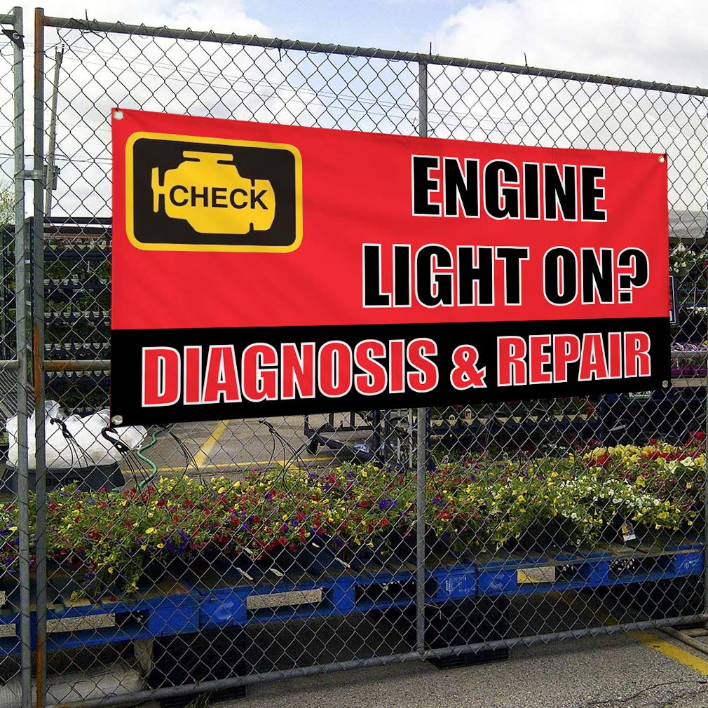 Vinyl Banner - Multiple Sizes (48x96 Inches) with 8 Grommets | Weatherproof, Durable for Outdoor & Industrial Use | Perfect for Engine Light Diagnostics, Auto Repair Shops, Yard Signs & Commercial Advertising