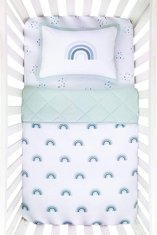 Elys & Co 4-Piece Baby Crib Bedding Set - Soft Cotton Crib Sheets, Fitted Crib Skirt, Bumper Pads - Perfect for Nursery Decor & Newborn Sleep Comfort