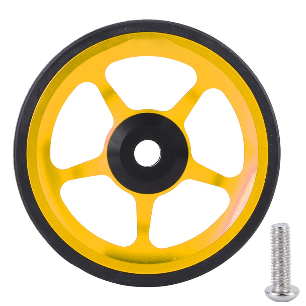 Jarchii Folding Bike Easy Wheel - Sturdy & Durable Bike Push Wheel with Mounting Screws for Cyclists | Easy Installation Cycling Accessory (1081cm Gold Black) | Perfect for Commuting, Travel & Bike Storage