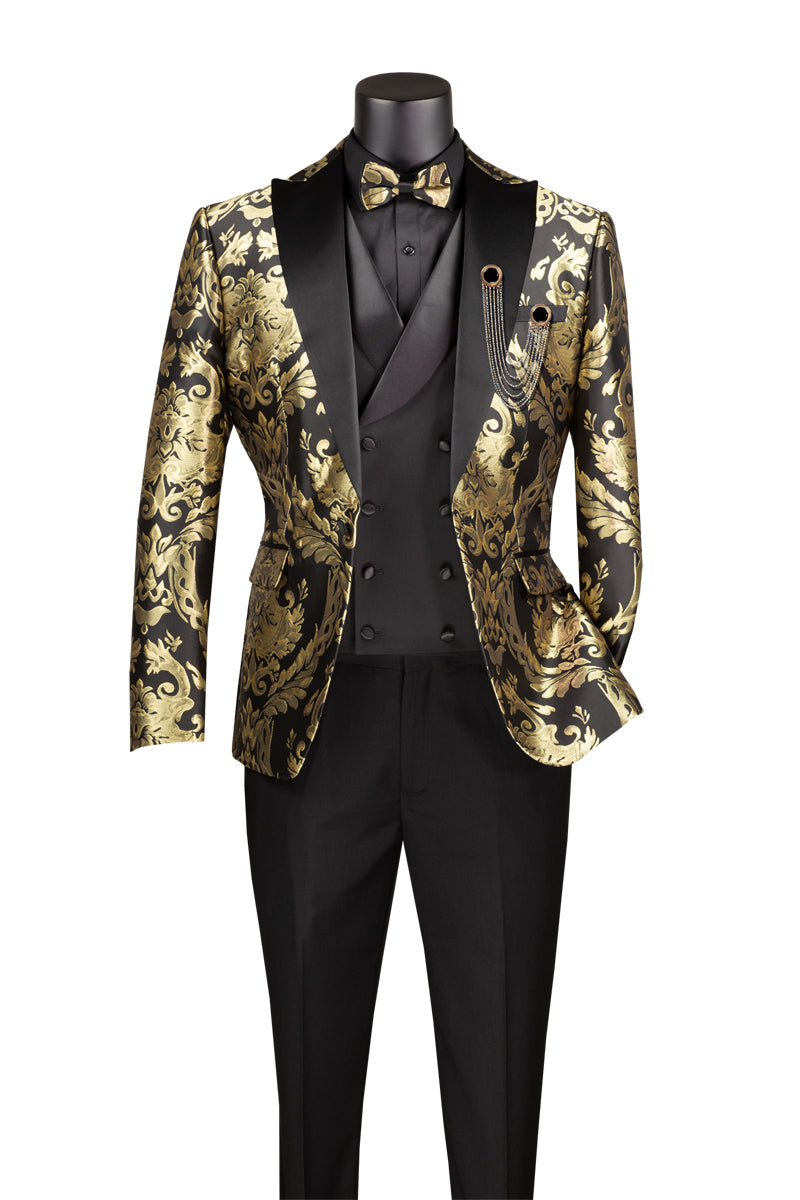 Modern Fit 3-Piece Men's Suit Set with Matching Black Bow Tie | Formal Business Attire, Wedding & Special Occasion Outfit