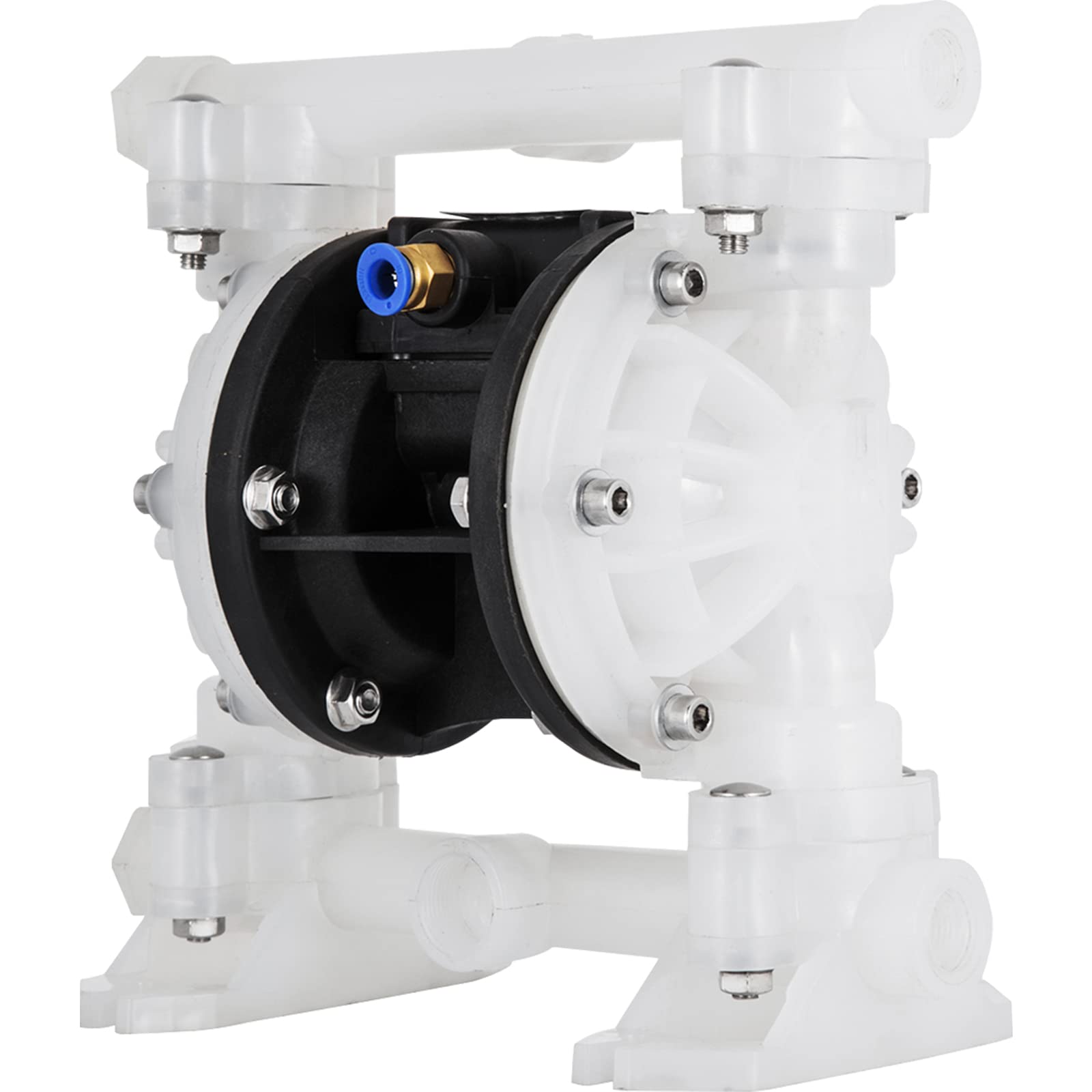 Happybuy 1/2 Inch Air-Operated Double Diaphragm Pump - 8.8 GPM, 120 PSI Max, Polypropylene Body with PTFE Diaphragm - Ideal for Transferring Petroleum, Diesel, Oil & Low Viscosity Fluids in Industrial, Automotive and Chemical Applications