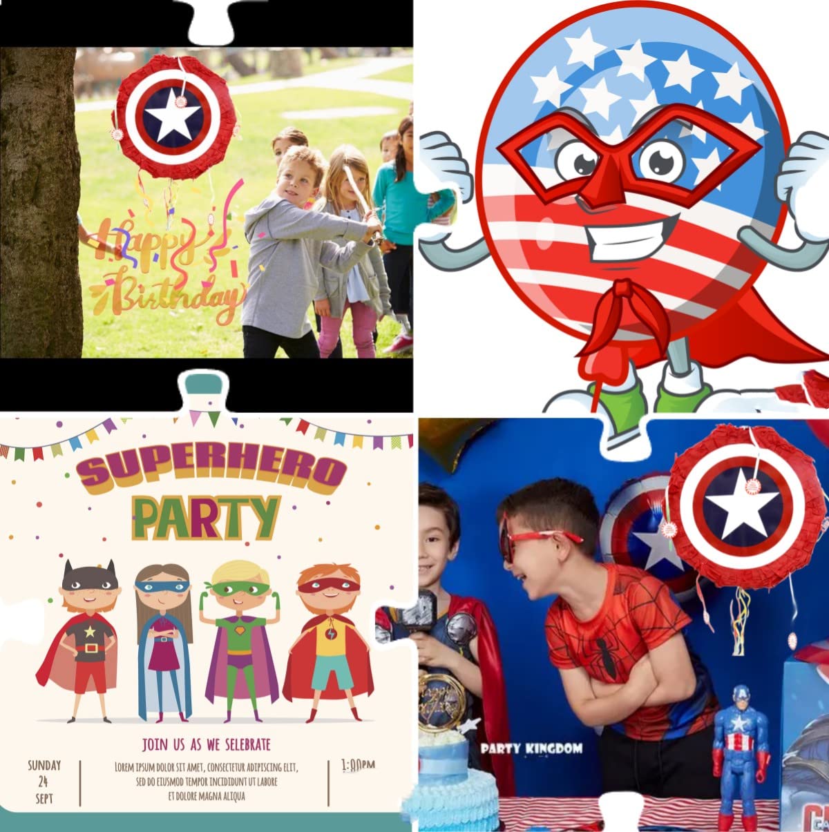Superhero Shield Pinata for Birthday Parties, Halloween & Christmas - Boys Superhero Theme Party Supplies for Pinata Festival, Kids Celebration & Special Events