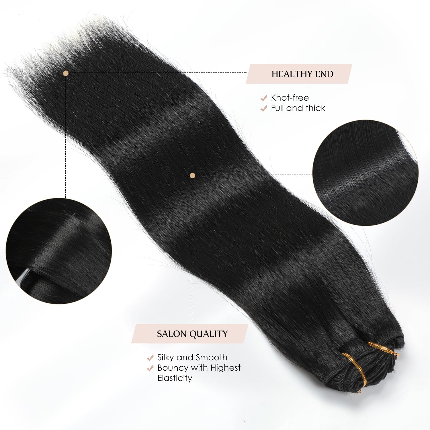 24 Inch 180g 7pcs Sisily Clip-in Human Hair Extensions - Jet Black Straight Double Weft Real Human Hair for Volume & Length - Perfect for Parties, Weddings & Daily Styling