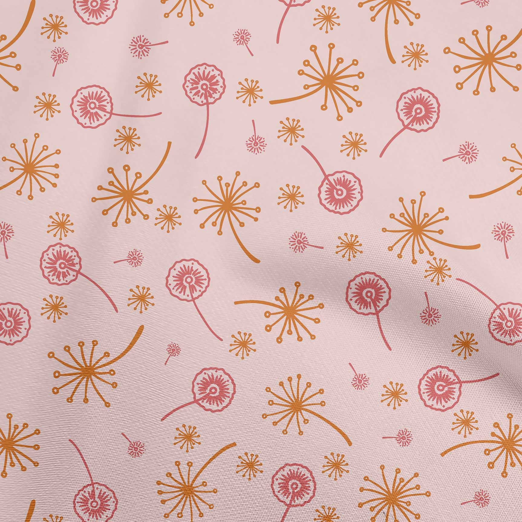 oneOone 100% Cotton Poplin Twill Fabric - Pink Asian Floral Print Dress Material (56