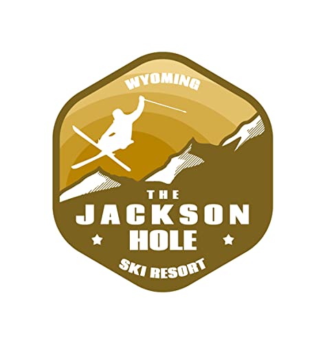 MOJA Jackson Hole Ski Resort Wyoming Snow Ski Sticker - Waterproof Vinyl Decal for Car, Water Bottle, Laptop, iPad, Window, Cooler, Luggage, Bumper, Toolbox, Locker - Brown 3x3 Inches - Perfect for Outdoor Enthusiasts & Ski Lovers