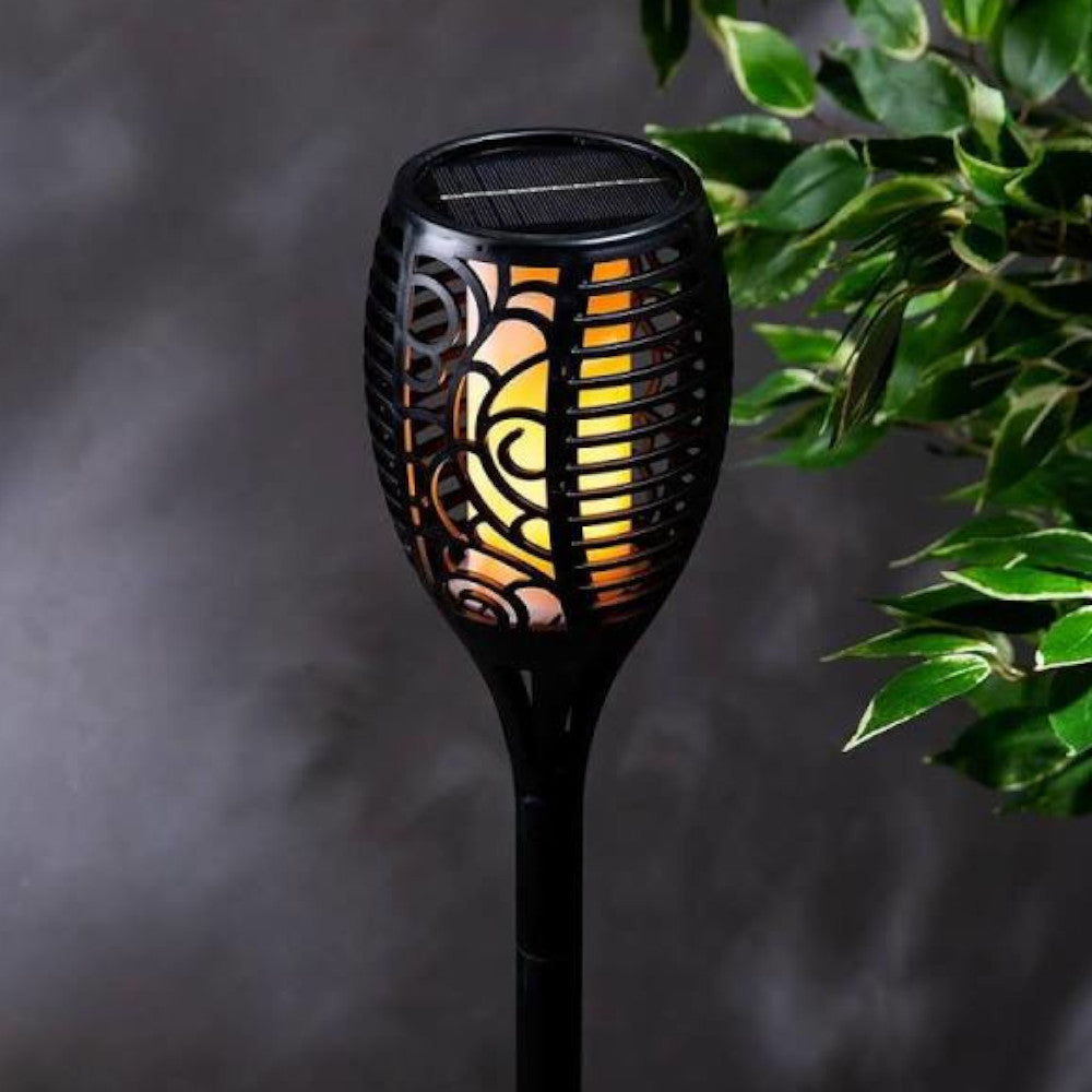 DECOLITE Solar Fire Effect Lantern - Outdoor Decorative LED Light for Patio, Garden, Yard - Weatherproof & Energy Efficient - Perfect for Camping, Backyard Parties, and Evening Ambiance