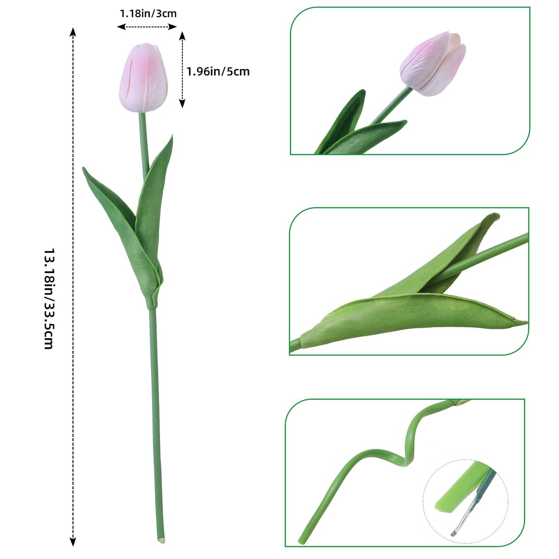 20 Pcs Pink PU Artificial Tulips - Real Touch Faux Flowers for Home Decor, Wedding Bouquets & Party Arrangements - Lifelike Fake Tulip Stems for Centerpieces, Tablescapes & Seasonal Decorations