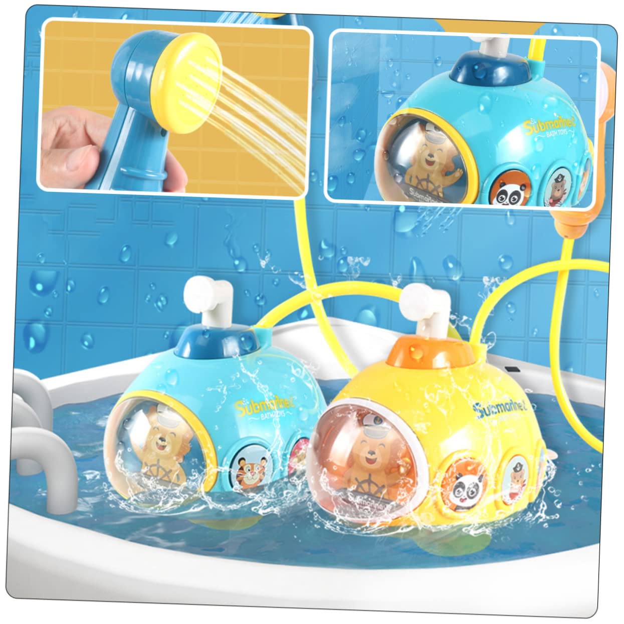 UPKOCH 3-Piece Blue Plastic Bath Toy Set for Kids - Fun Shower Toys for Toddlers & Children - Perfect for Bathtime Play, Sensory Development and Water Play Activities