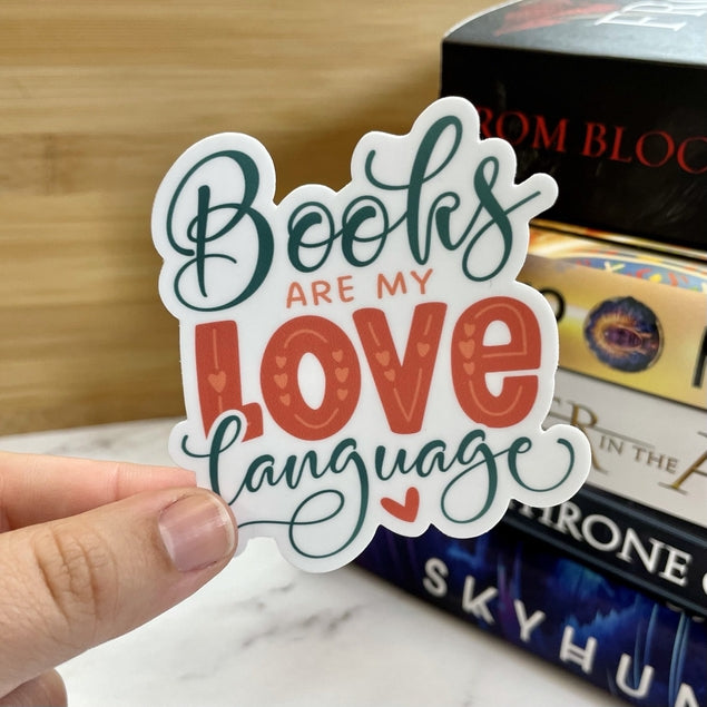 Books Are My Love Language Sticker - Cute Book Lover Vinyl Decal for Laptops, Water Bottles, Notebooks - Perfect Gift for Readers & Bookworms