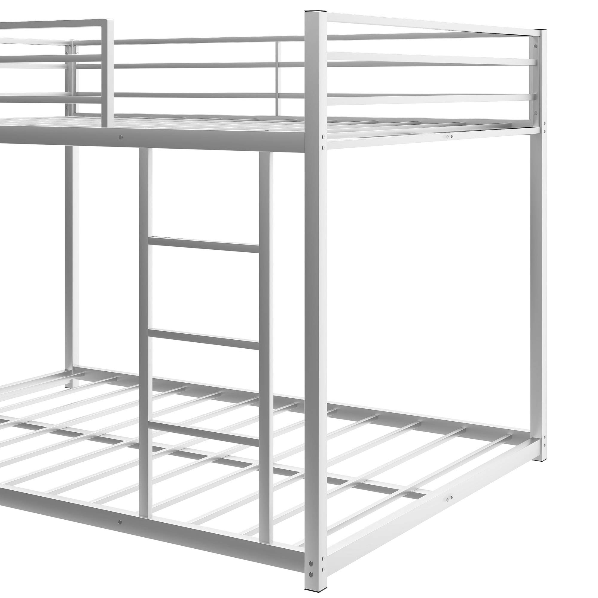 Full Over Full Bunk Bed Frame - Heavy Duty Steel Construction with Safety Guard Rails & Ladder for Adults, Kids & Teens | No Box Spring Needed (Silver) | Perfect for Small Bedrooms, Dorms & Guest Rooms