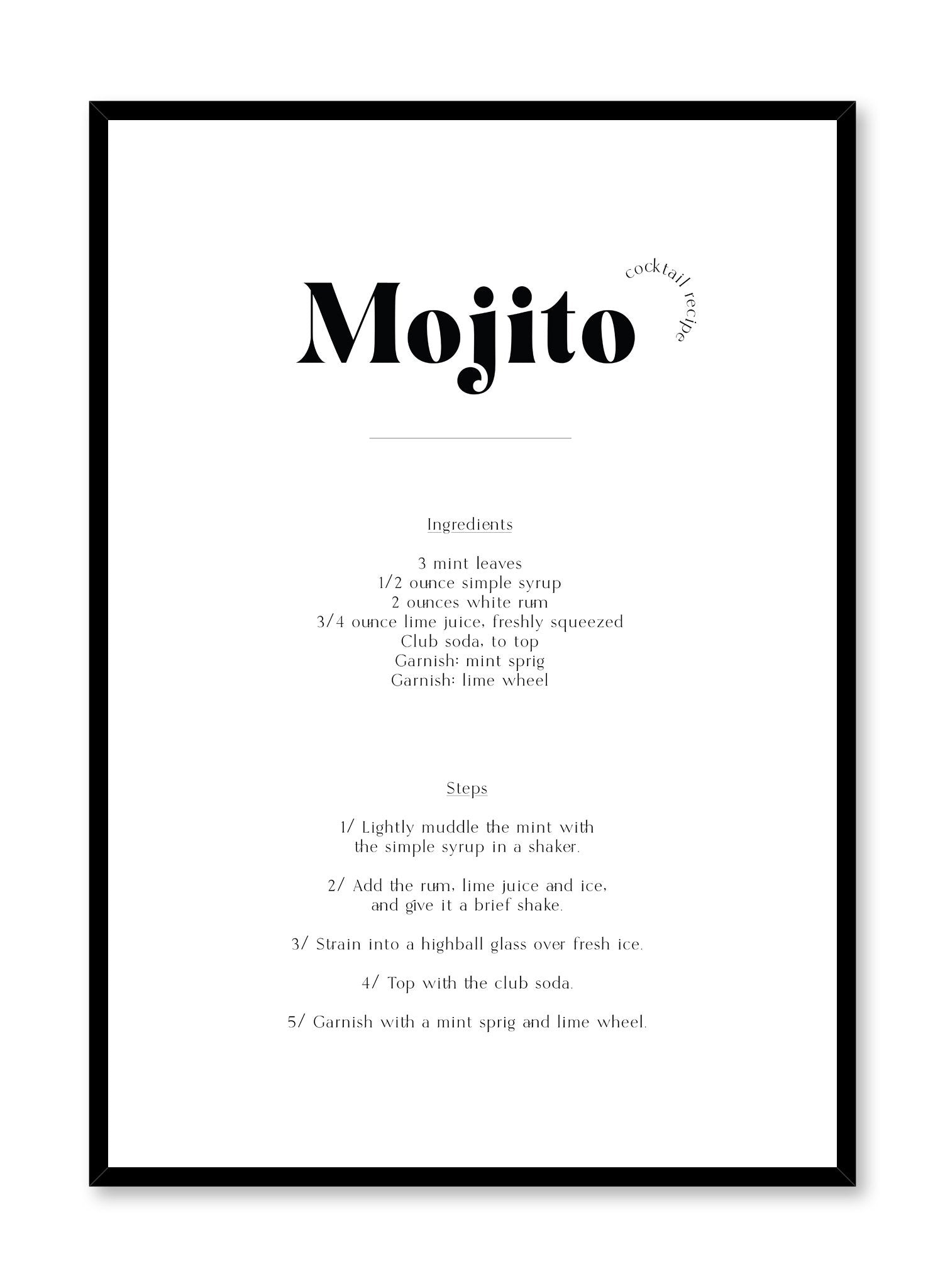 Vintage Mojito Cocktail Recipe Poster - Classic Cuban Drink Wall Art for Home Bar Decor, Kitchen & Dining Room - Perfect for Cocktail Enthusiasts & Mixologists
