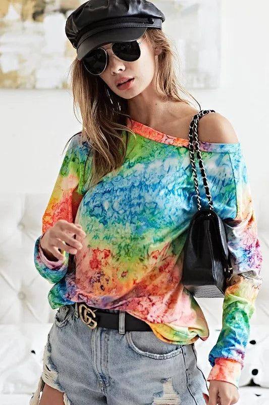 BiBi Tie Dye Soft Knit Jersey T-Shirt for Women | Comfortable Casual Tee | Perfect for Summer Outfits, Beach Days & Weekend Wear