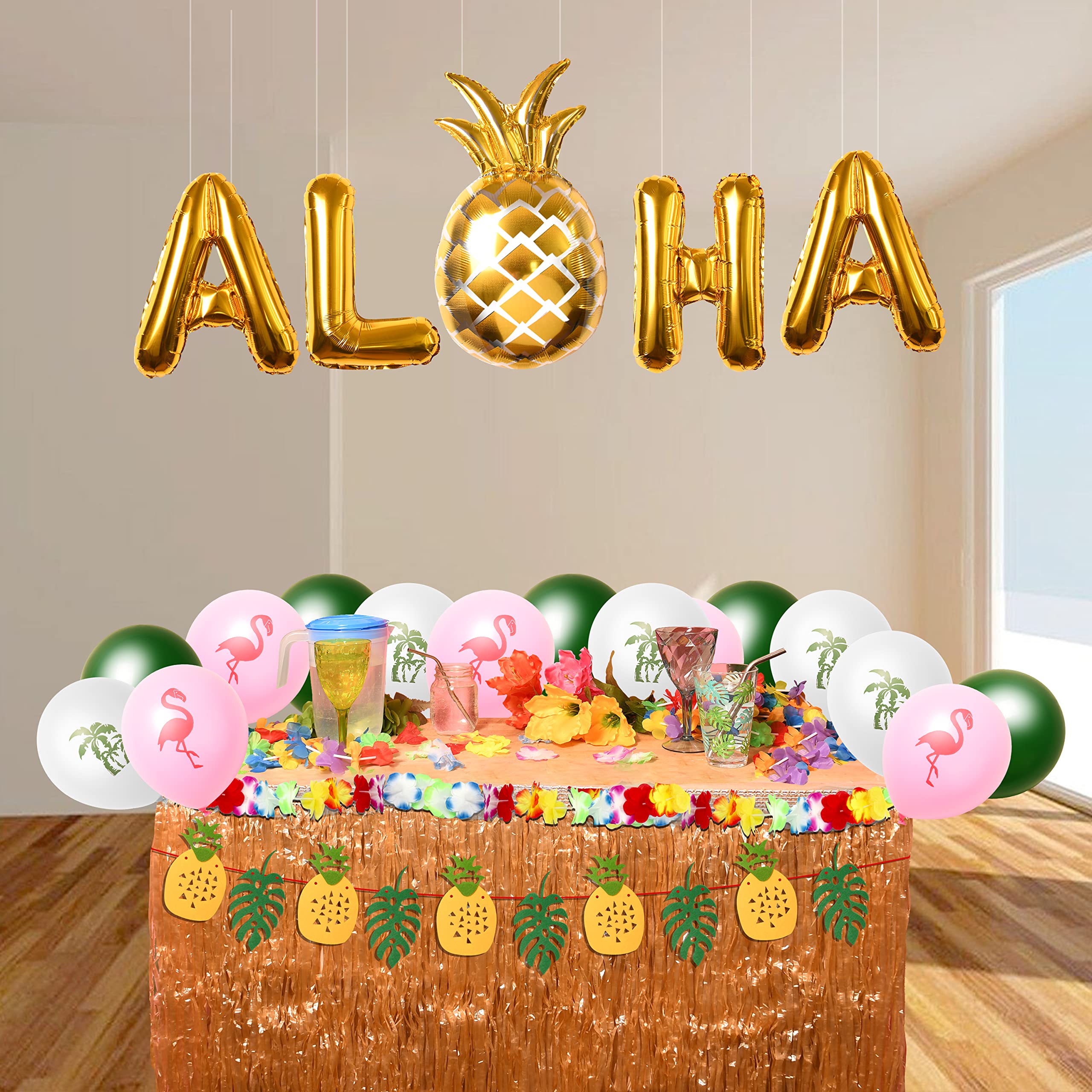 SOLAS Luau Party Decorations Kit - Hawaiian Tropical Birthday Party Supplies with Balloons & Banner - Perfect for Luau Themed Parties, Hawaiian Birthday Celebrations, and Tropical Summer Events - Great for Indoor & Outdoor Decorations