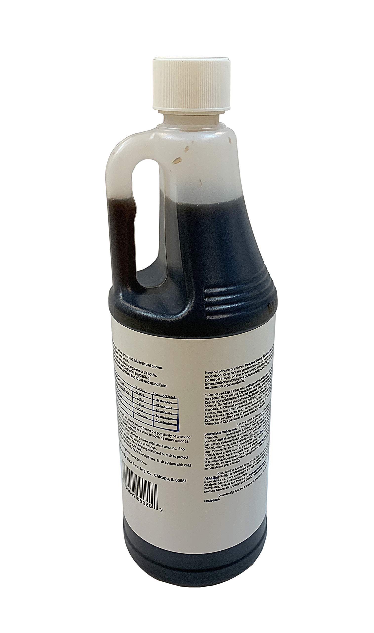 FixtureDisplays® Zap Drain Pipe Opener - 1 Quart Heavy-Duty Clog Remover for Kitchen & Bathroom Sinks - Fast-Acting Liquid Drain Cleaner (09020-BLACKSWAN-1PK-NF) - Perfect for Homes, Restaurants & Commercial Use