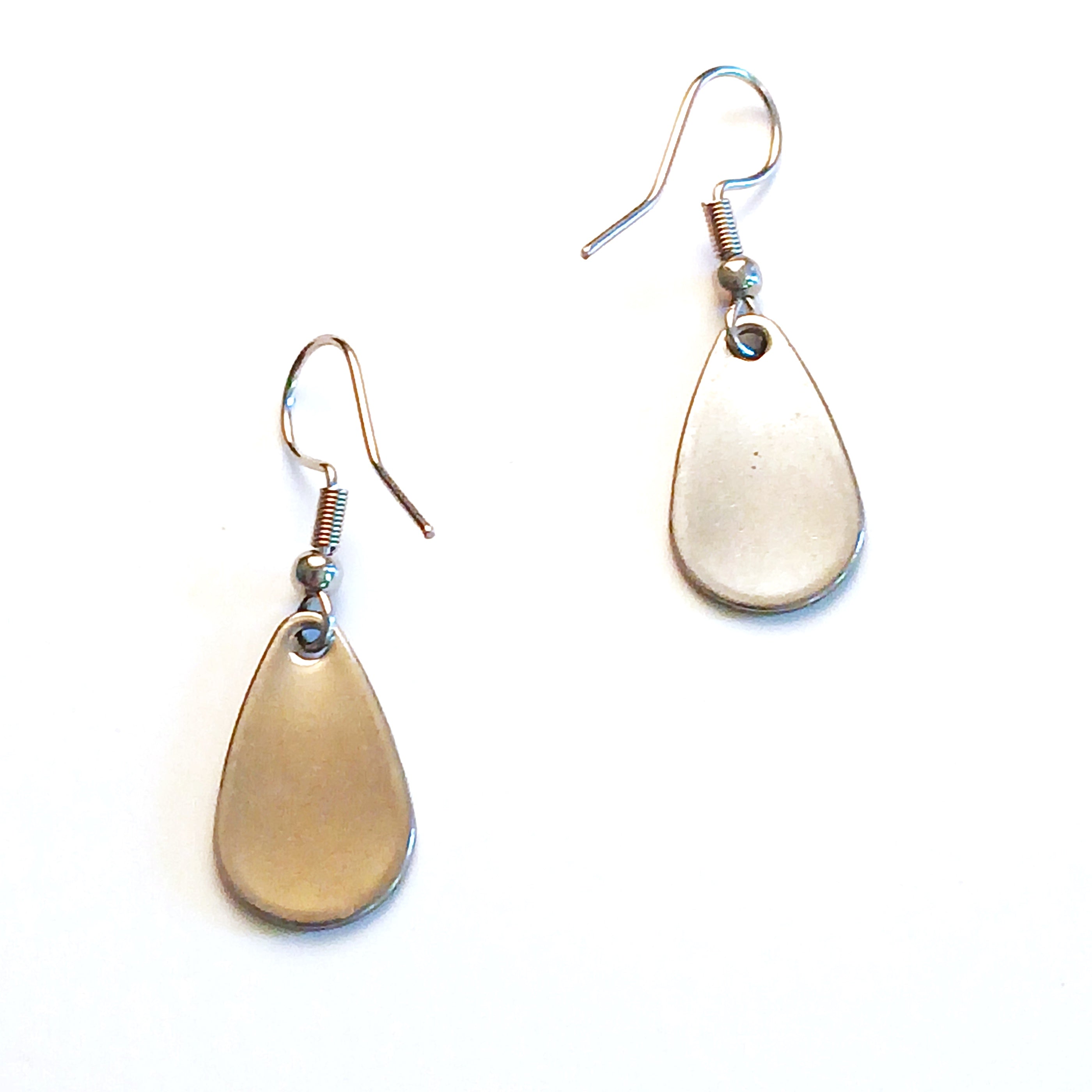 Stainless Steel & Blue Ink Teardrop Earrings for Women - Elegant Dangle Jewelry for Party, Wedding & Everyday Wear