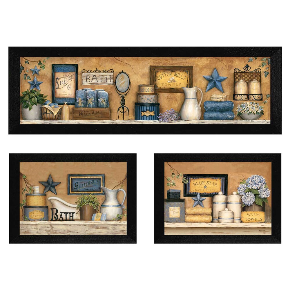 Carrie Knoff Bathroom Wall Art Set - Ready to Hang Framed Decor with Black Frame | Perfect for Bathroom, Powder Room & Spa Decor