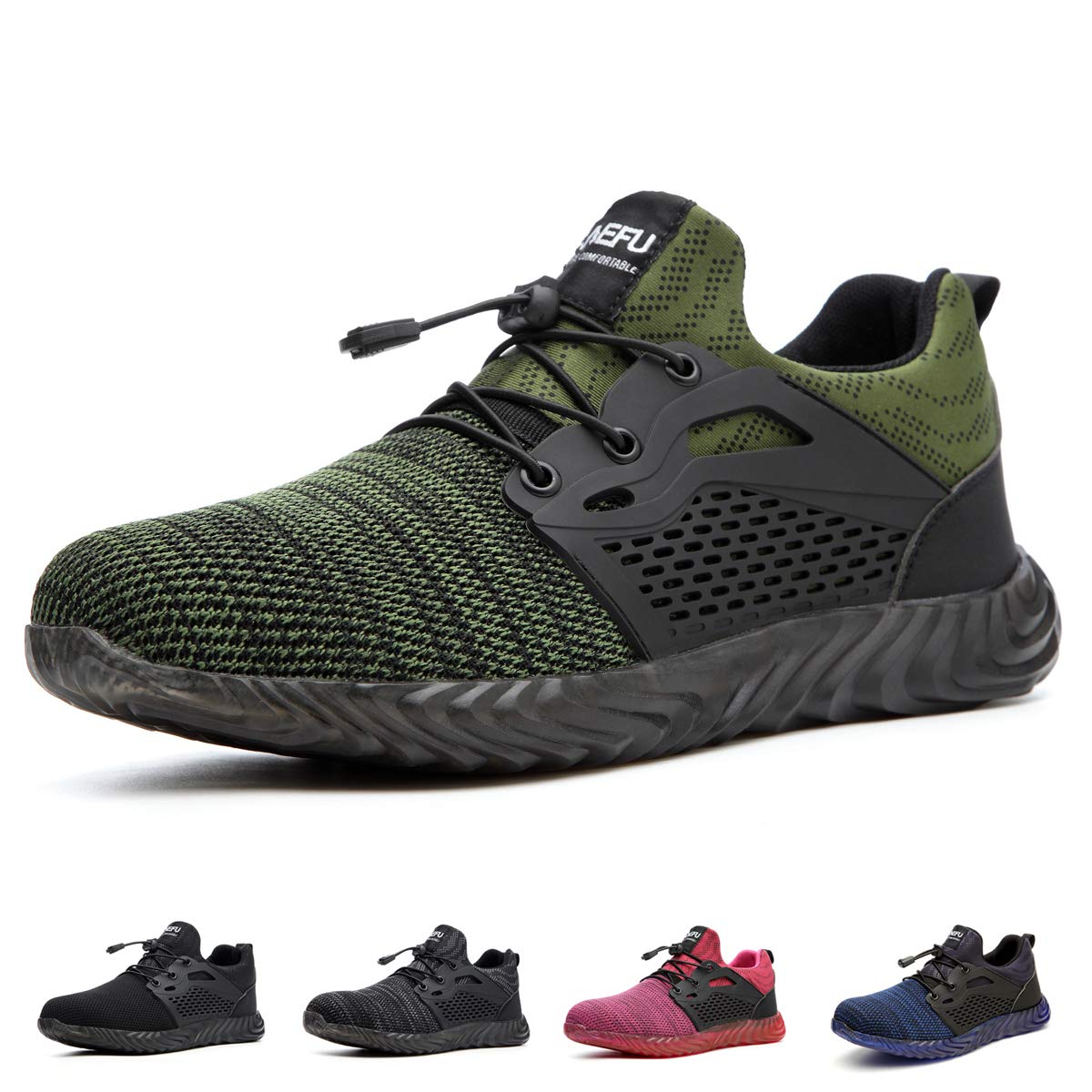 Men's Steel Toe Work Shoes - Slip Resistant, Puncture Proof Safety Sneakers with Composite Toe | Breathable & Durable for Construction, Warehouse & Industrial Work