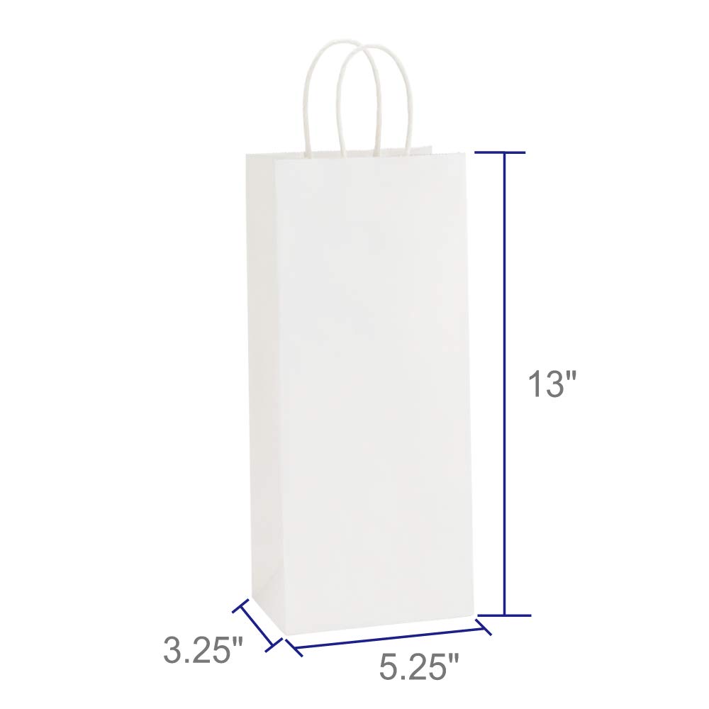 Premium Kraft Paper Wine Bags with Handles - 5.25x3.25x13 Inches (50 Pack) | Eco-Friendly Gift Bags for Retail, Parties & Special Occasions | Perfect for Weddings, Baby Showers & Corporate Events