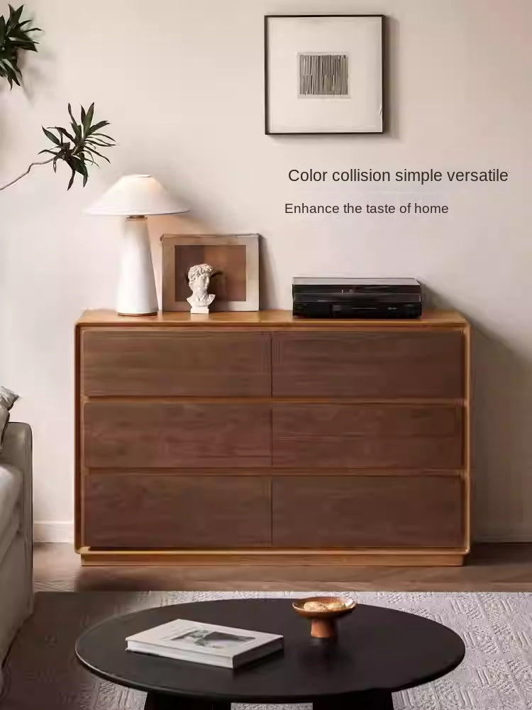 Premium Black Walnut & Cherry Solid Wood Modern Dresser Drawer Cabinet - Stylish Bedroom Storage for Clothes, Linens & Accessories