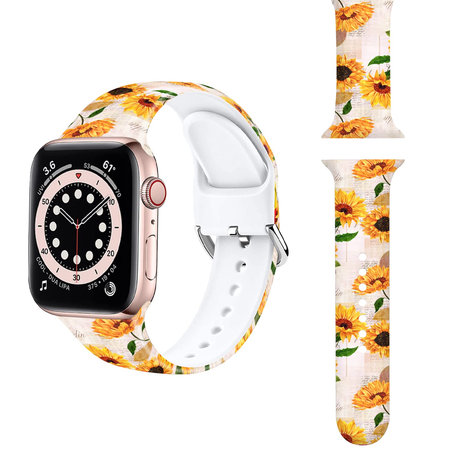 Premium Soft Silicone Sport Band Compatible with Apple Watch Series 7/6/5/4/3/2/1/SE - 38mm 40mm 41mm 42mm 44mm 45mm Sizes - Durable & Comfortable Replacement Strap for Women & Men - Perfect for Workouts, Running & Everyday Wear