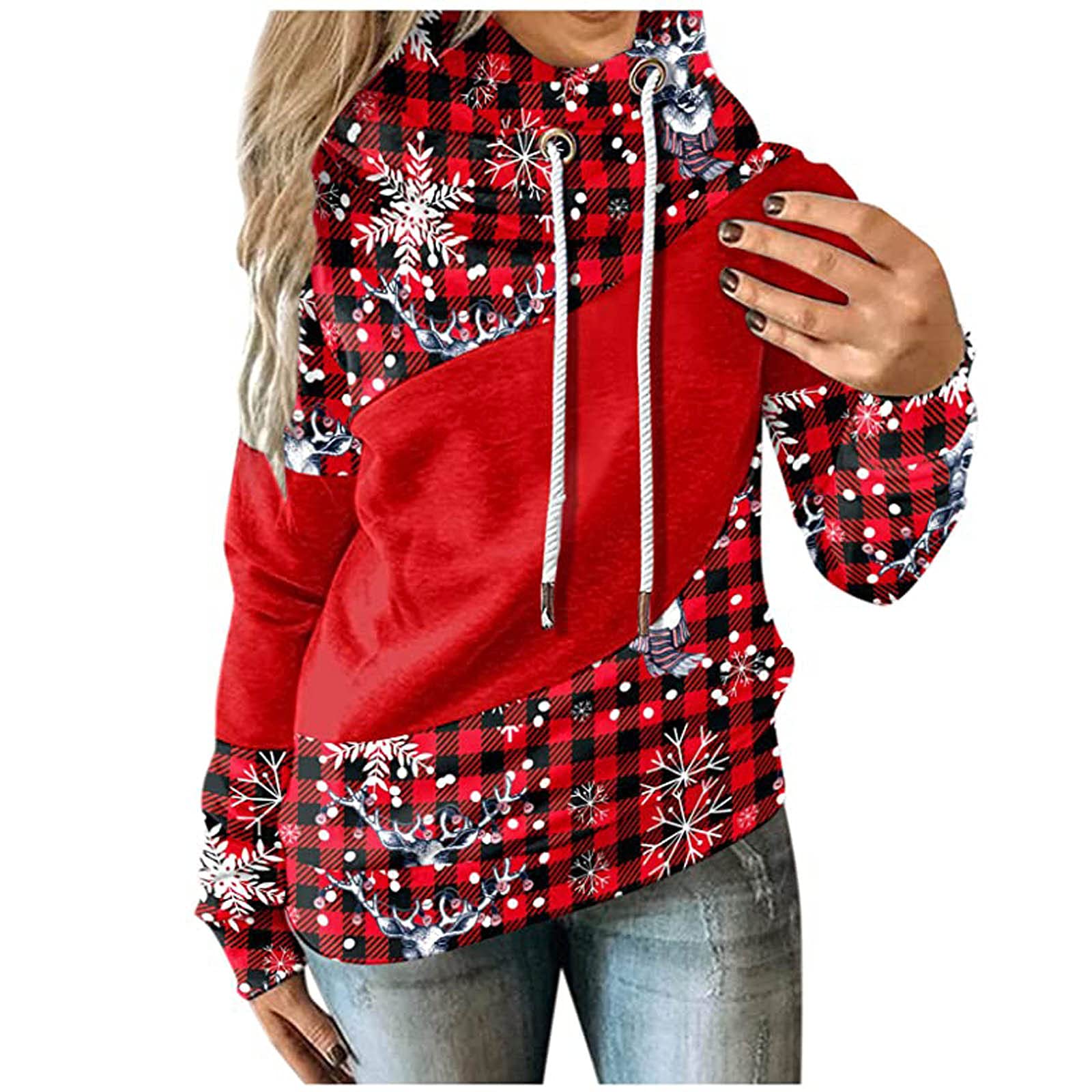 Women's Ultra Soft Turtleneck Pullover Sweatshirt - Long Sleeve Graphic Tee with Drawstring for Christmas Costumes & Holiday Outfits | Cozy Winter Fashion for Casual Wear, Office, and Seasonal Parties