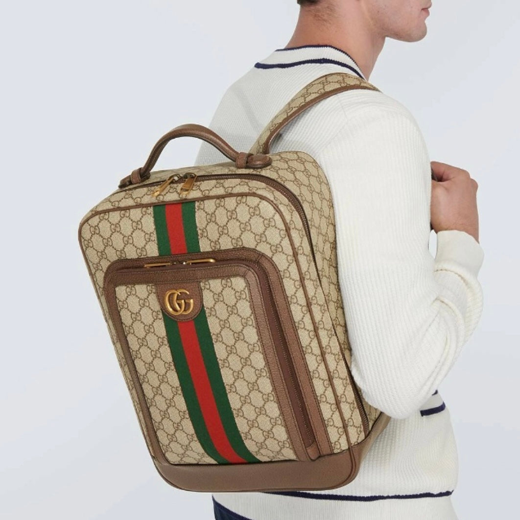 Gucci Ophidia GG Supreme Small Backpack for Women - Luxury Designer Shoulder Bag for Travel, Work & Everyday Use