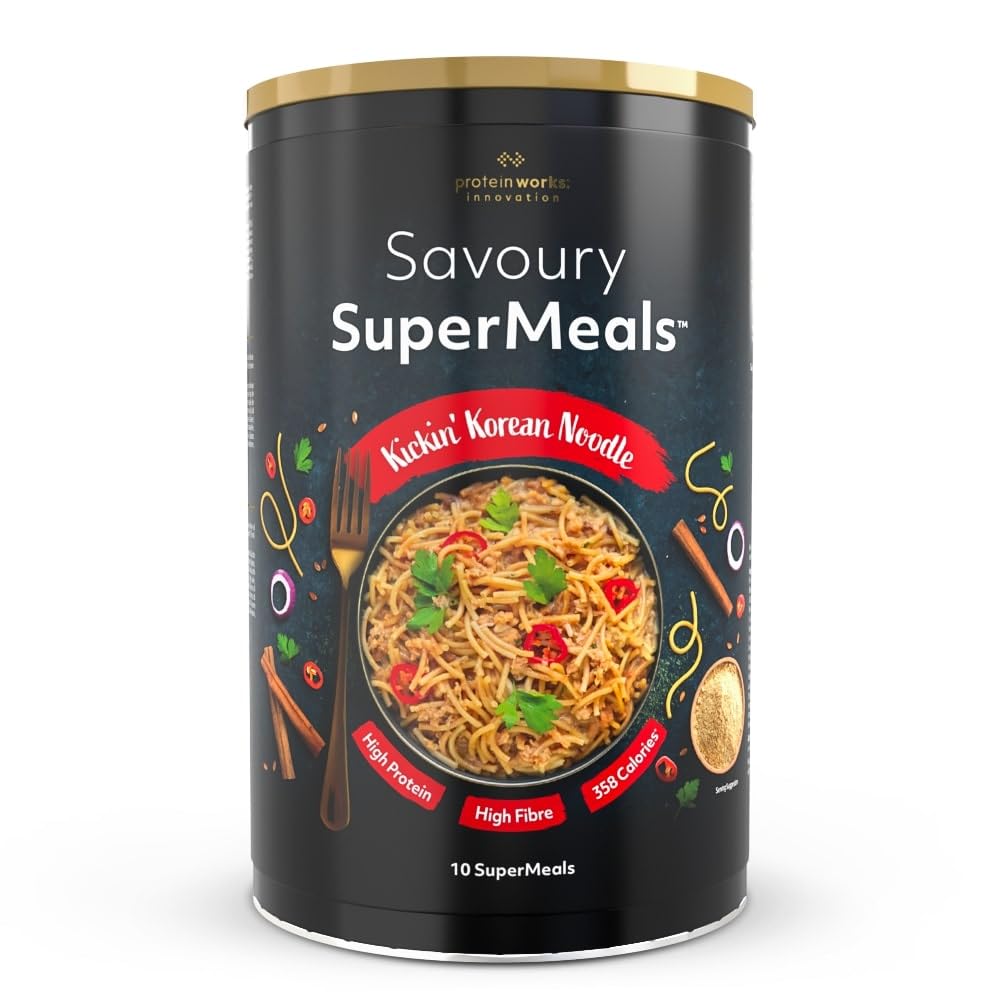 Protein Works Vegan High-Protein SuperMeals - Korean Noodle Flavor, 26 Vitamins & Minerals, 10 Pack | Plant-Based Protein Meals for Fitness, Weight Loss & Busy Lifestyles | Perfect for Post-Workout, Office Lunch & Quick Healthy Dinners